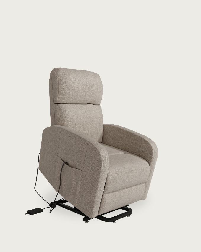 Fauteuil relax électrique power lift Ada avec revêtement perle et pied en métal noir