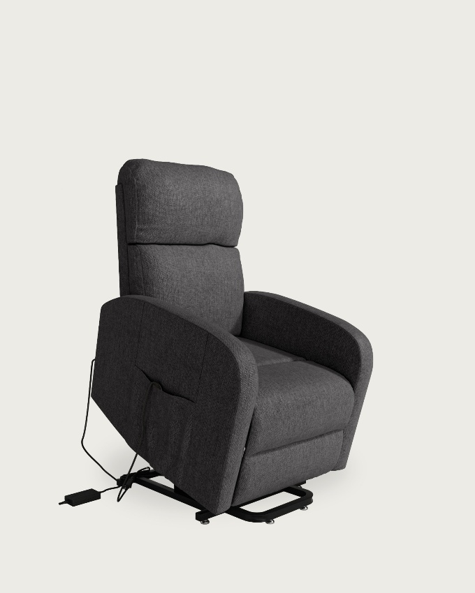 Fauteuil relax électrique power lift Ada avec revêtement ardoise et pied en métal noir