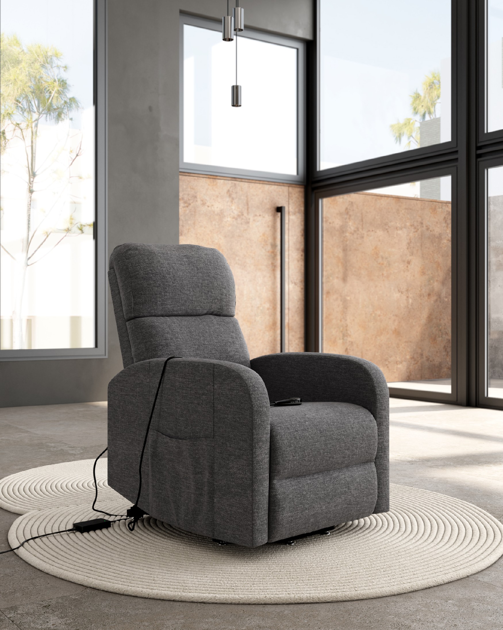 Ada Cga3d R Electric recliner chair Ada with slate upholstery and black metal leg