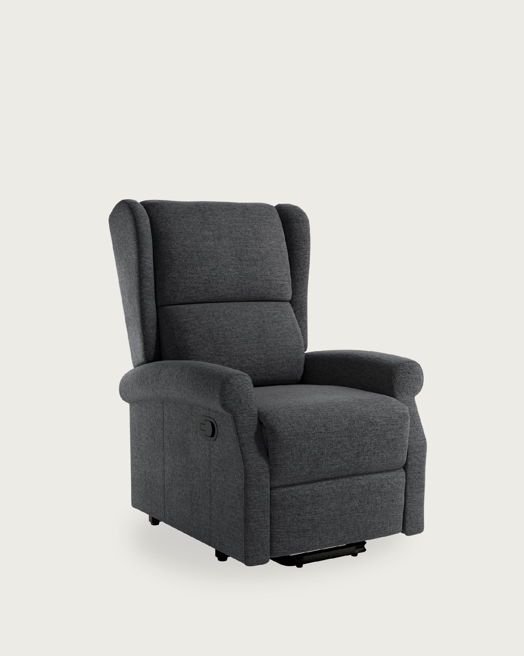 Manual recliner chair Alba with slate upholstery and black metal leg