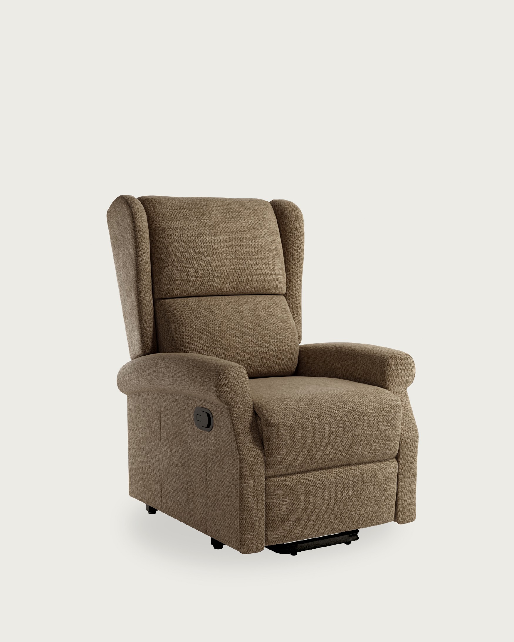Fauteuil relax manuel Alba avec revêtement terre et pied en métal noir