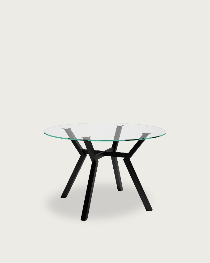 Alboran round table with glass top and black metal frame Ø 120 cm