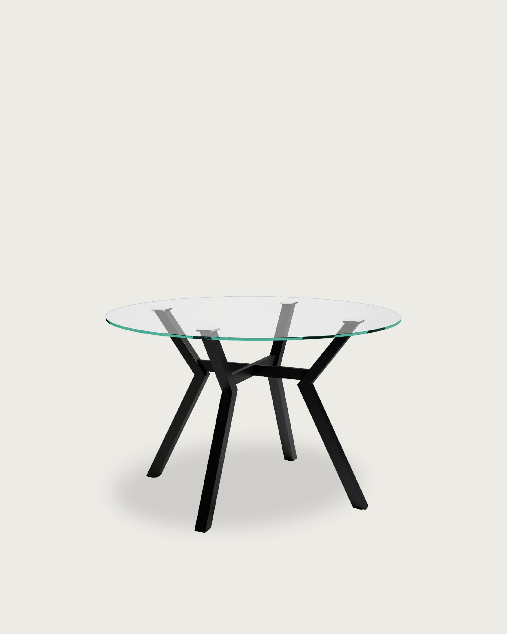 Mesa Alboran redonda de cristal y estructura metálica negra Ø 120 cm