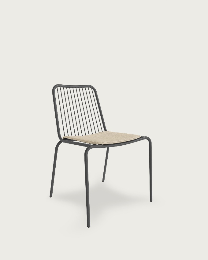 Aloha metal graphite chair with cushion