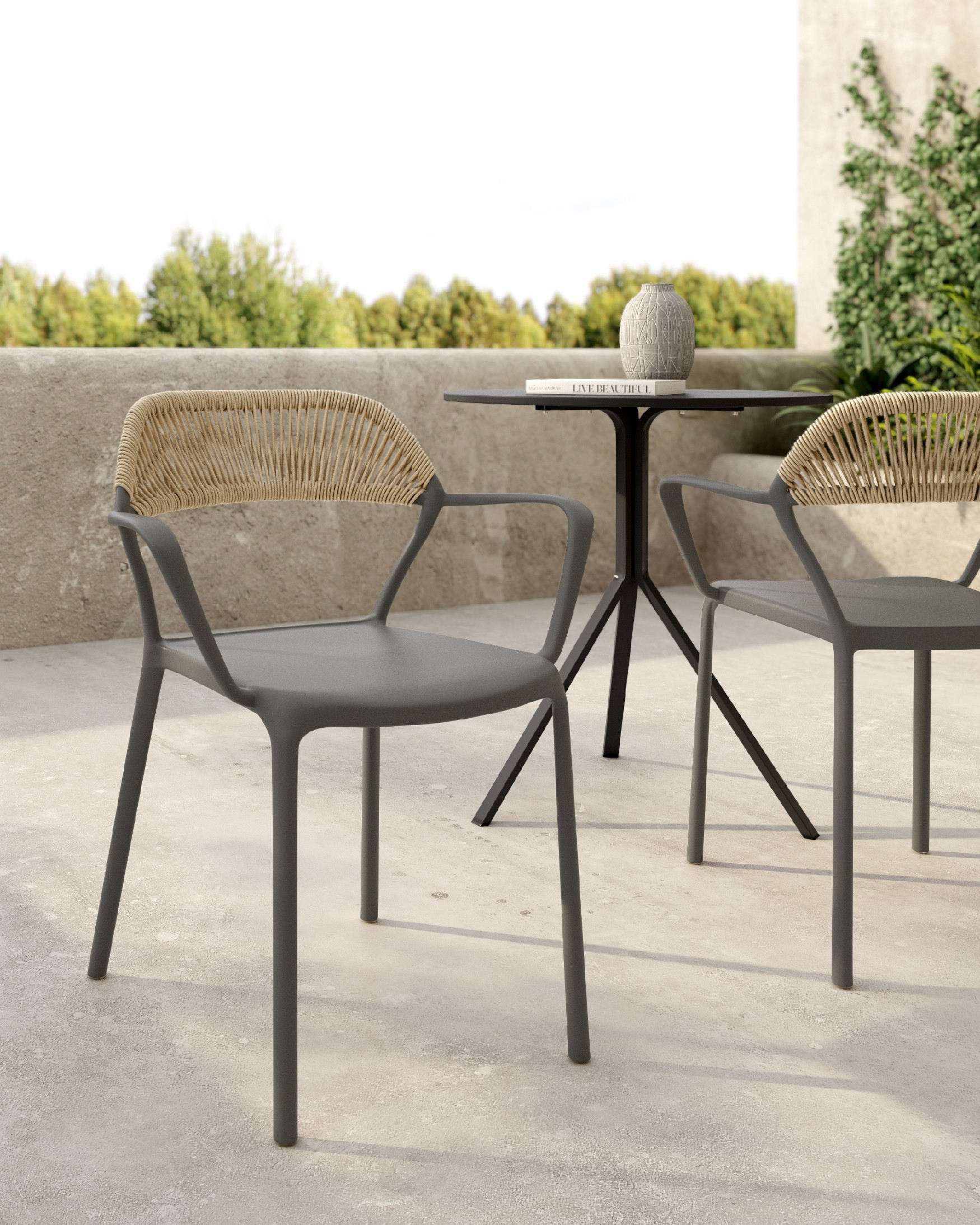 Chair Amalfi in graphite polypropylene and synthetic rope