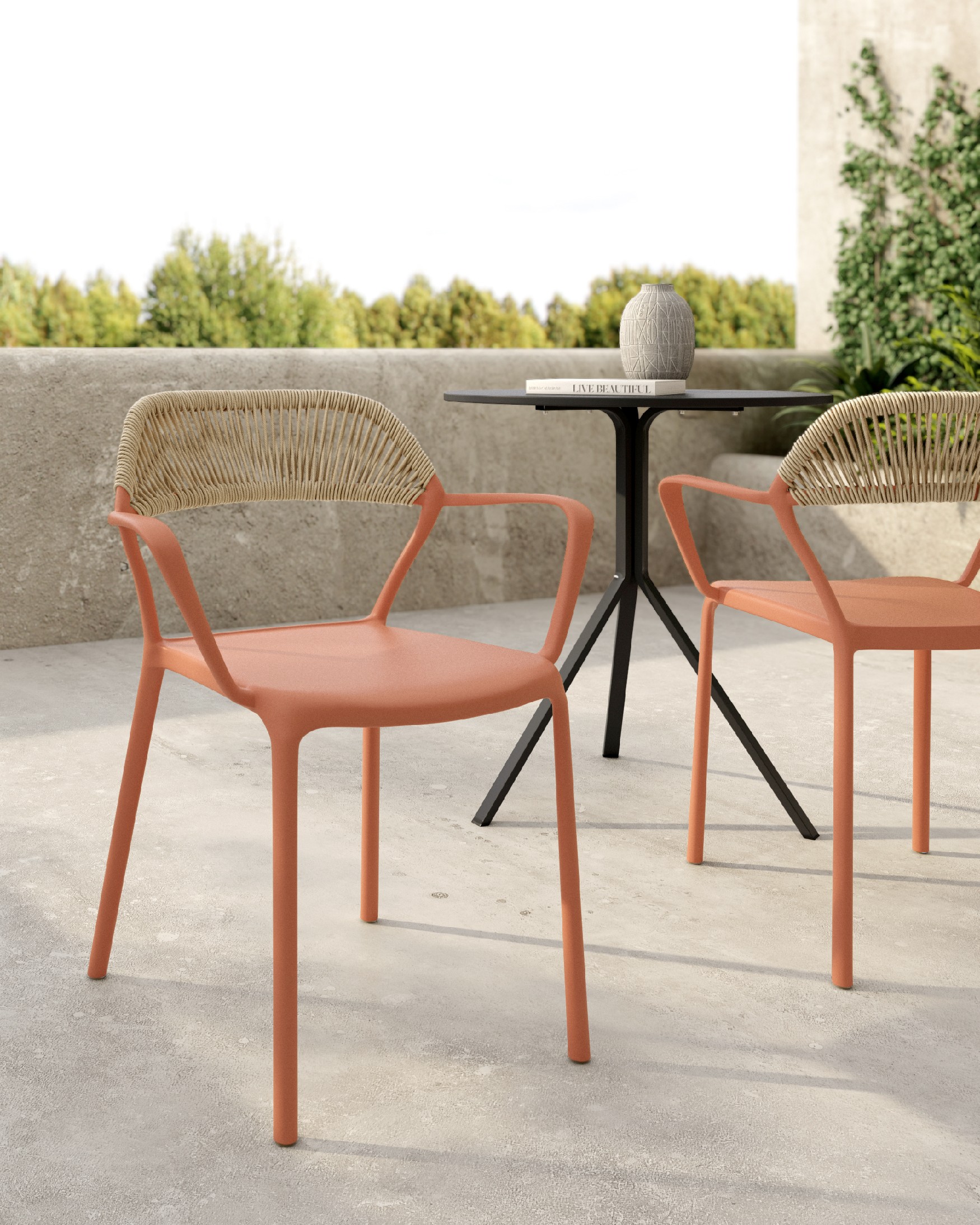 Chair Amalfi in tile polypropylene and synthetic rope