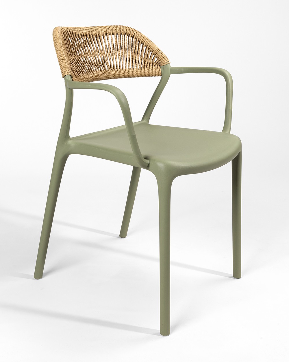 Silla Amalfi de polipropileno verde tiza y cuerda sintética