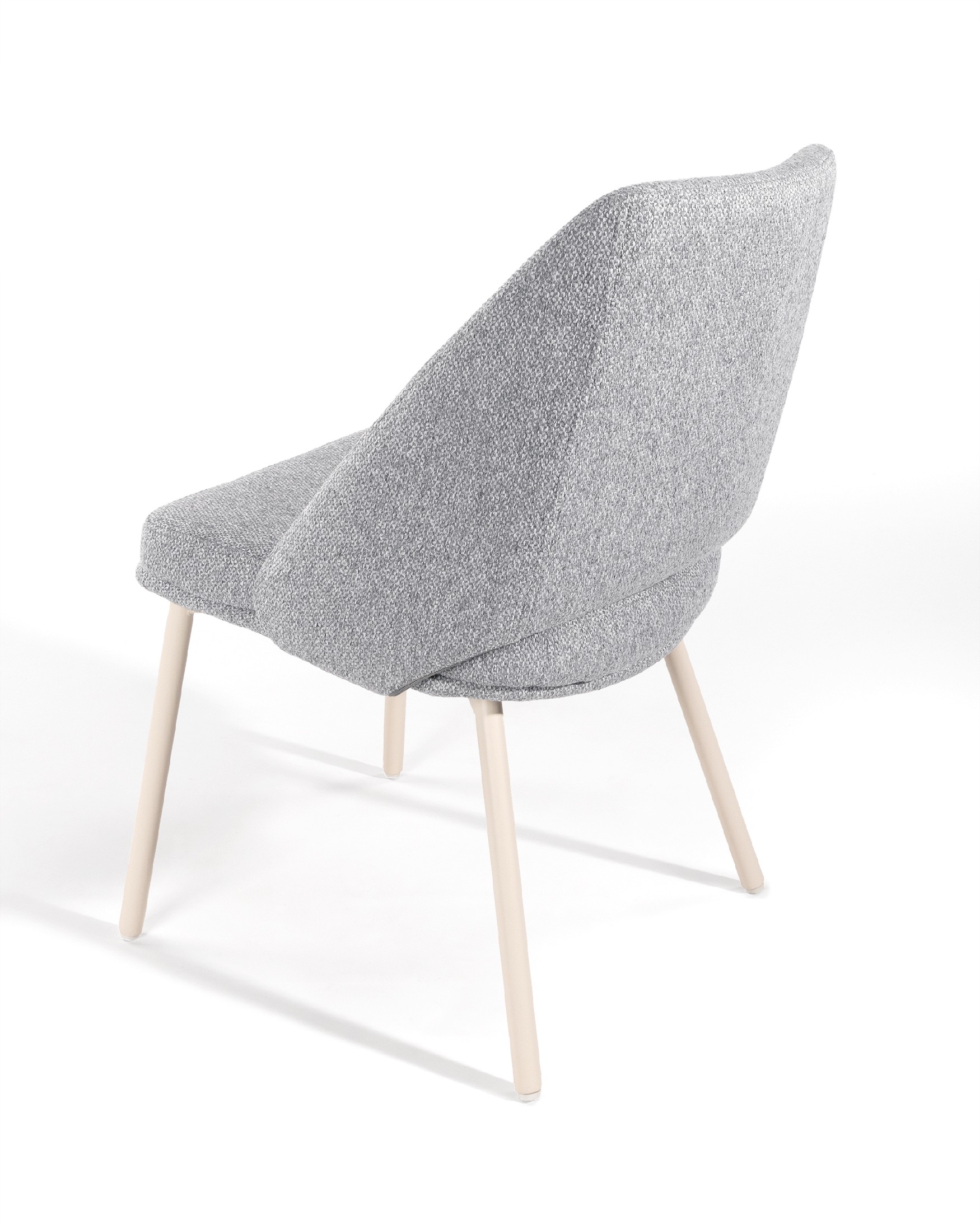 Chaise Aman avec tapisserie grise et pieds métalliques ivoire