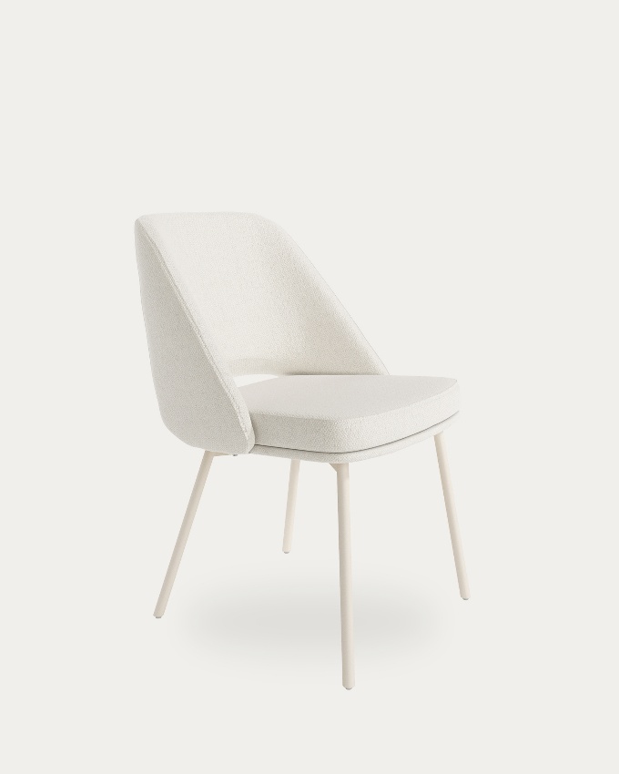 Aman chair with mother-of-pearl upholstery and ivory metal legs