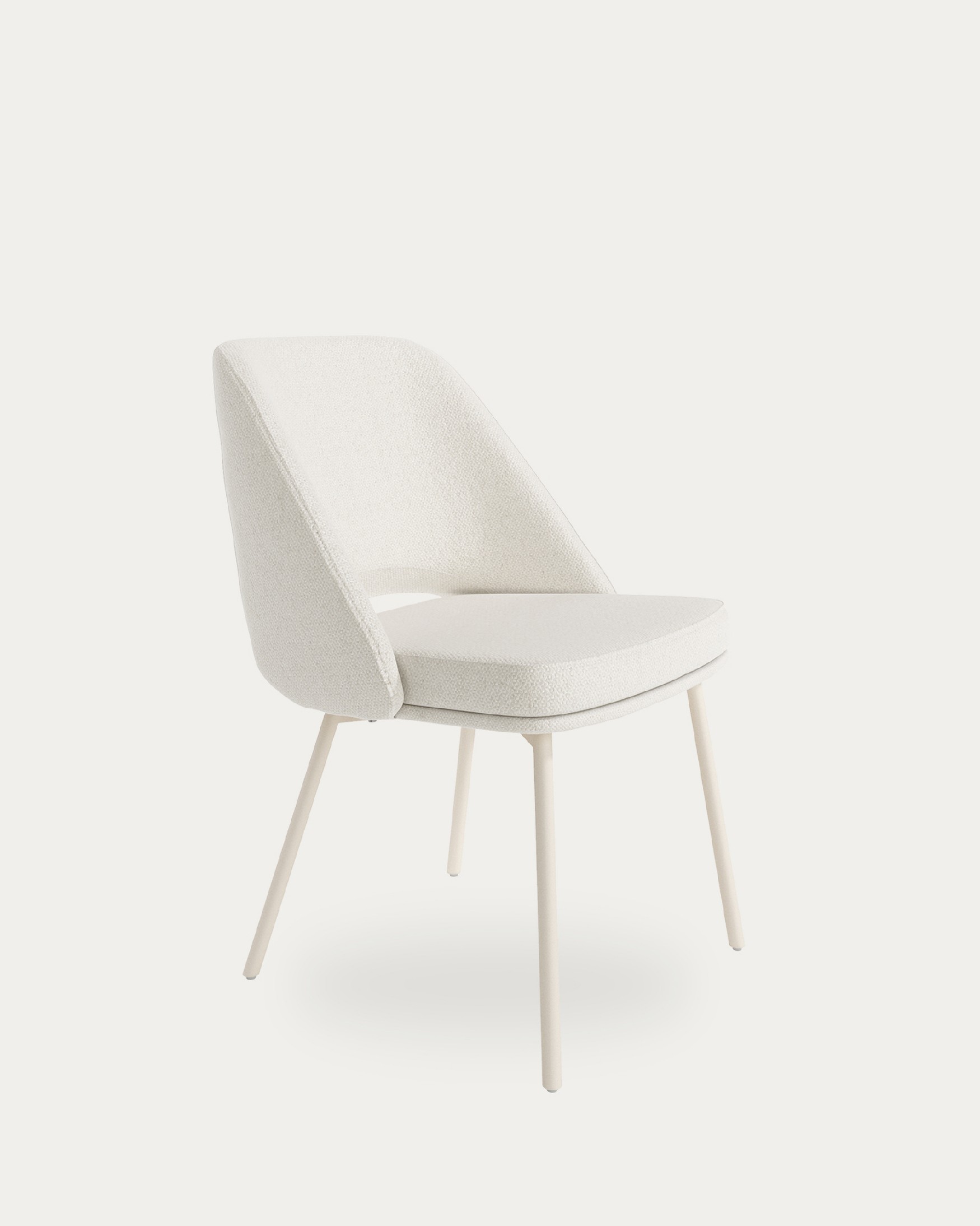 Chaise Aman avec rembourrage nacré et pieds métalliques ivoire