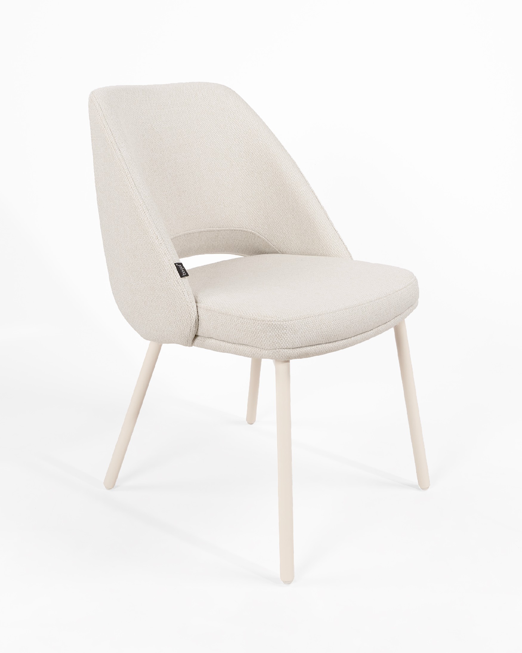 Chaise Aman avec rembourrage nacré et pieds métalliques ivoire