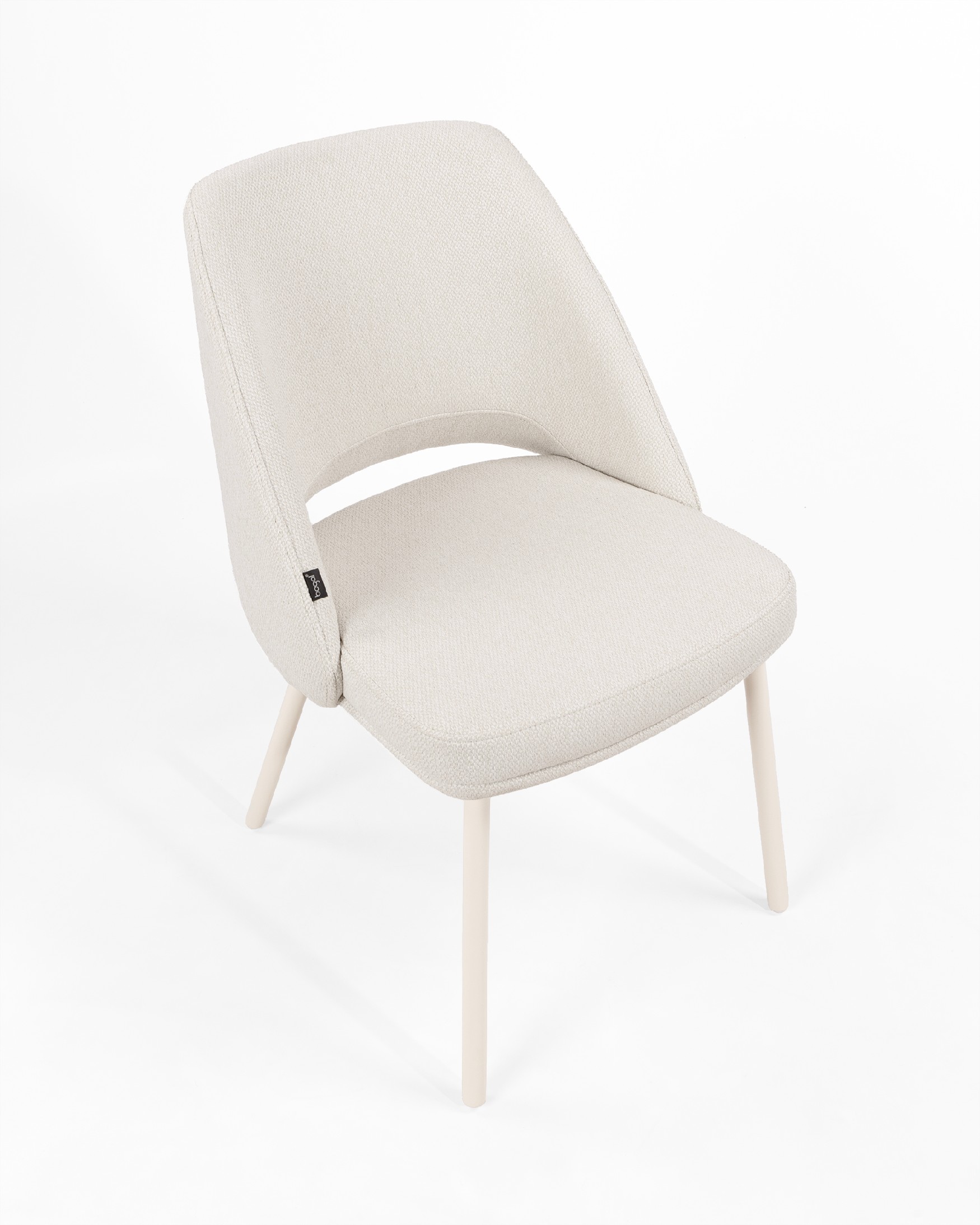 Chaise Aman avec rembourrage nacré et pieds métalliques ivoire