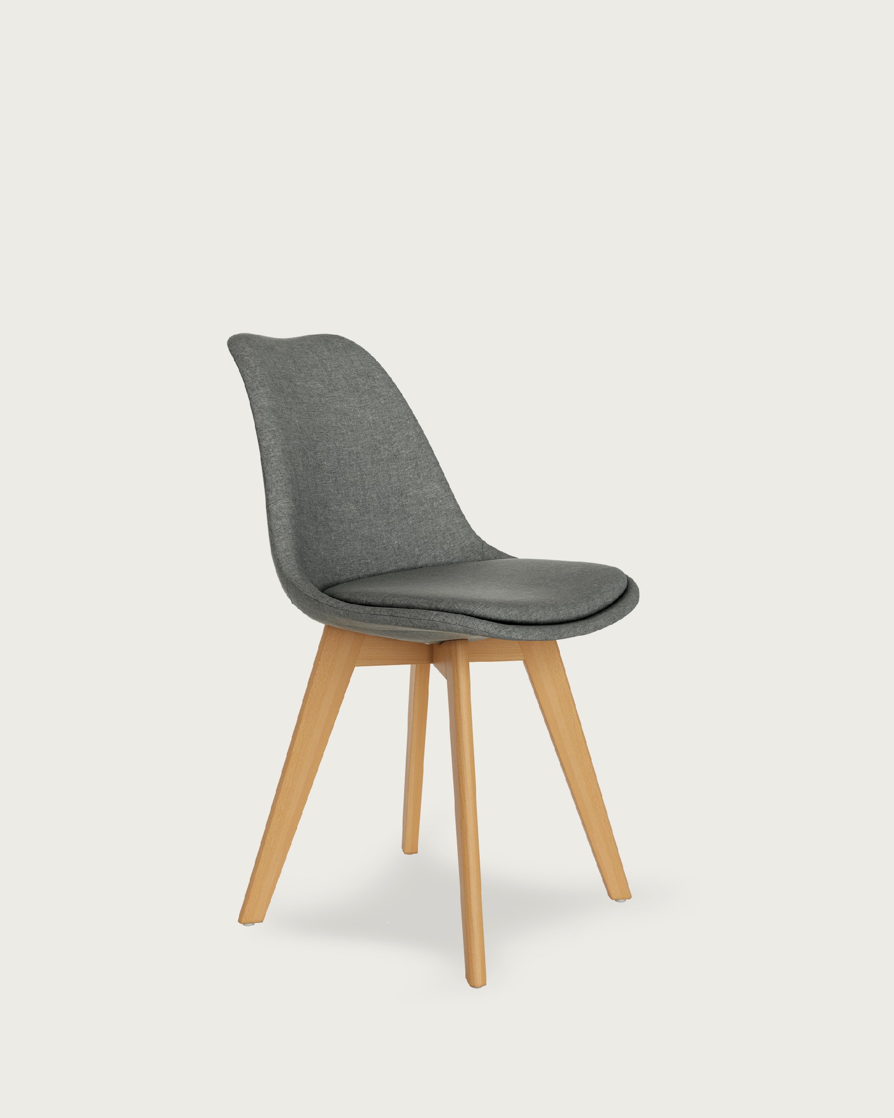 Amsterdam chair with gray upholstery and wooden legs