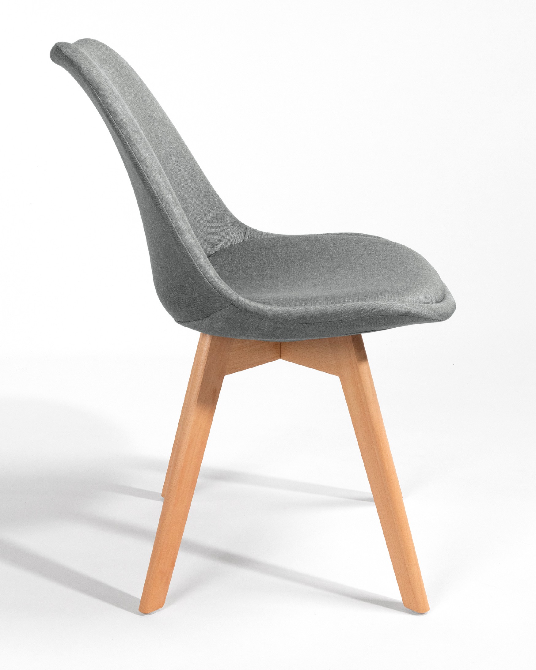 Amsterdam chair with gray upholstery and wooden legs