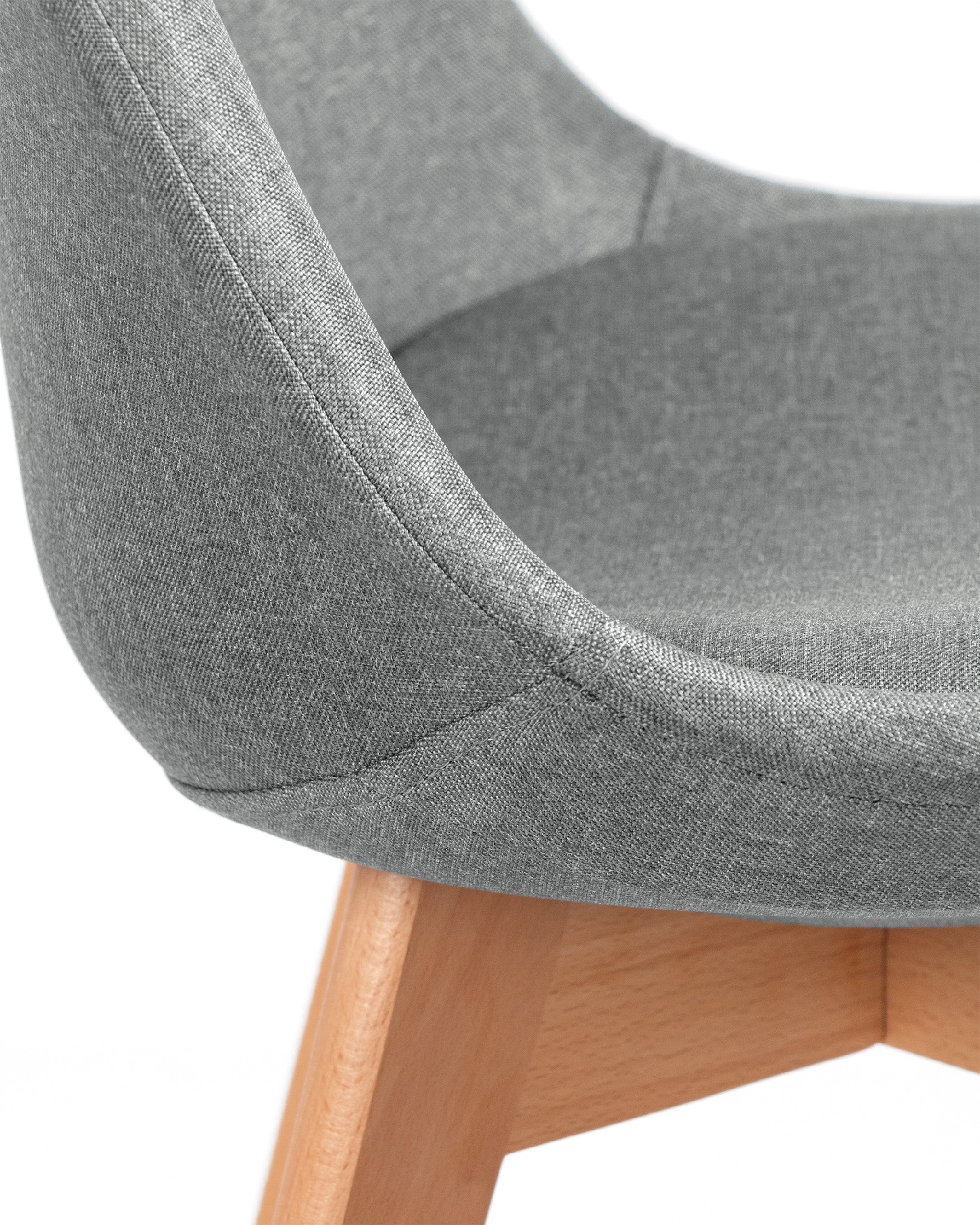 Amsterdam chair with gray upholstery and wooden legs