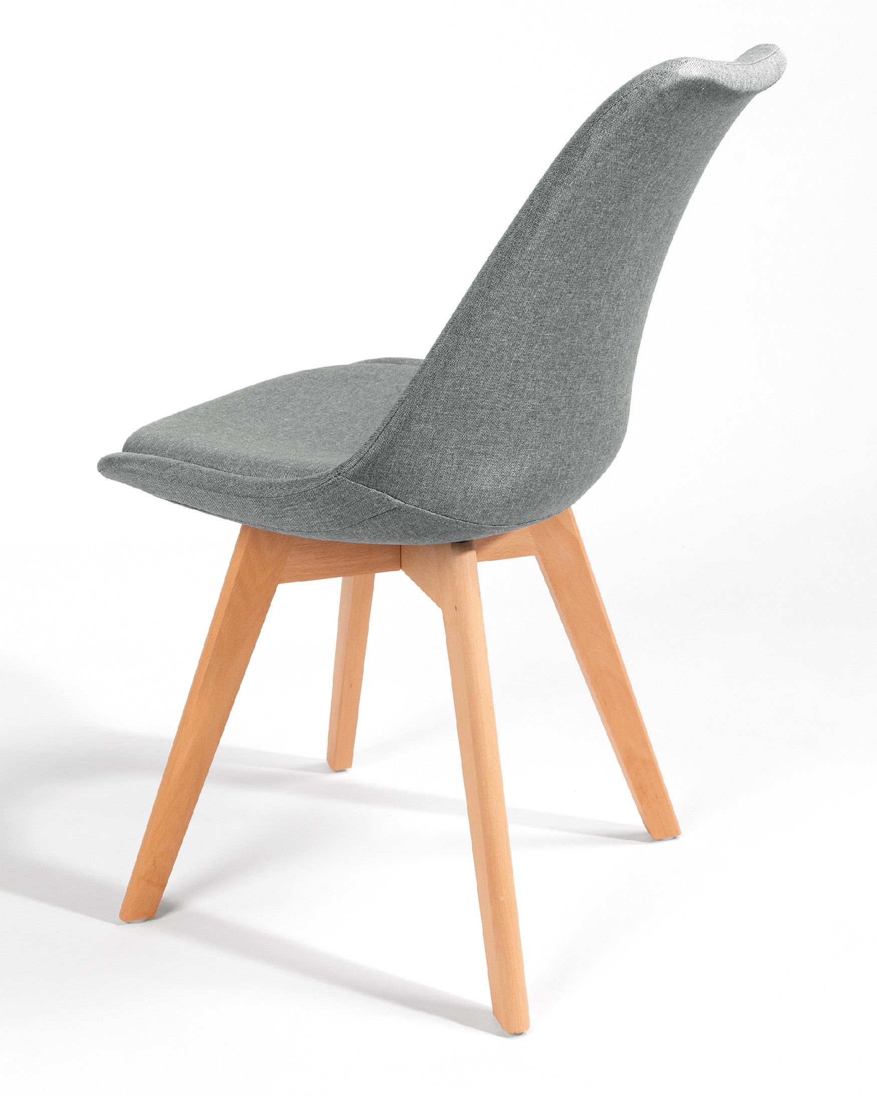 Amsterdam chair with gray upholstery and wooden legs
