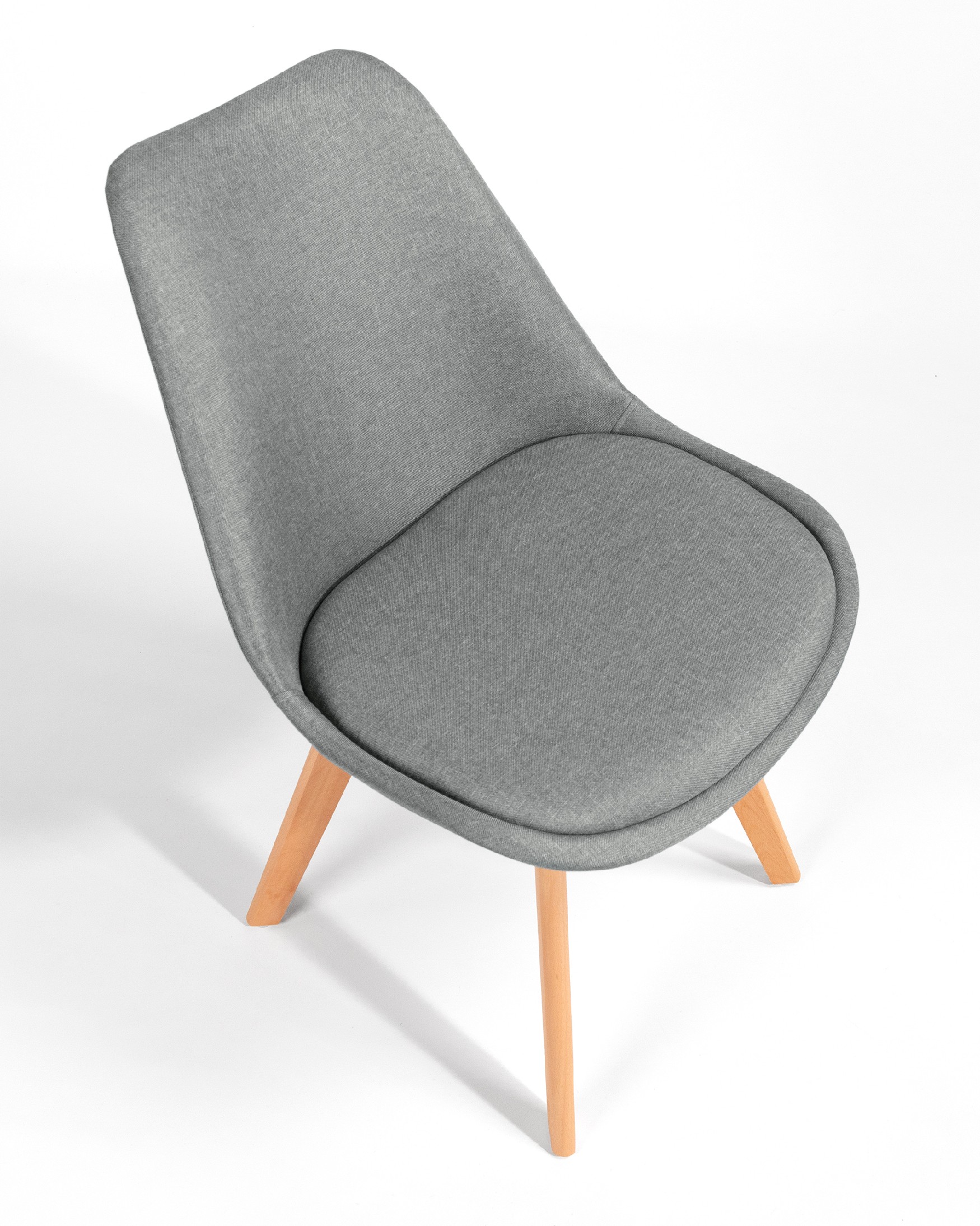 Amsterdam chair with gray upholstery and wooden legs