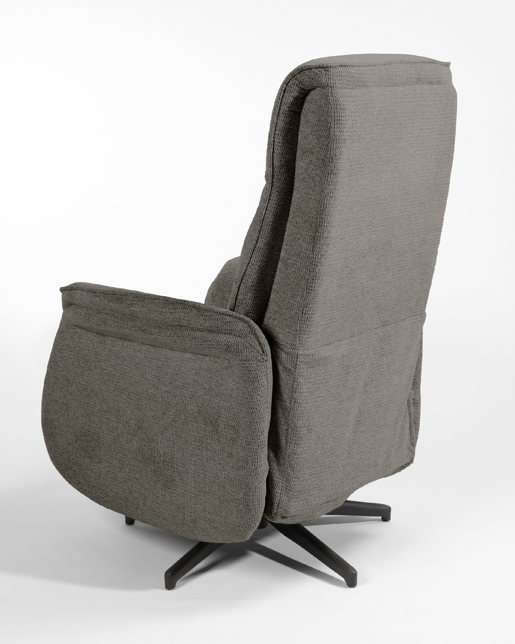 Fauteuil relax électrique pivotant Anais avec revêtement ardoise et pied en métal noir