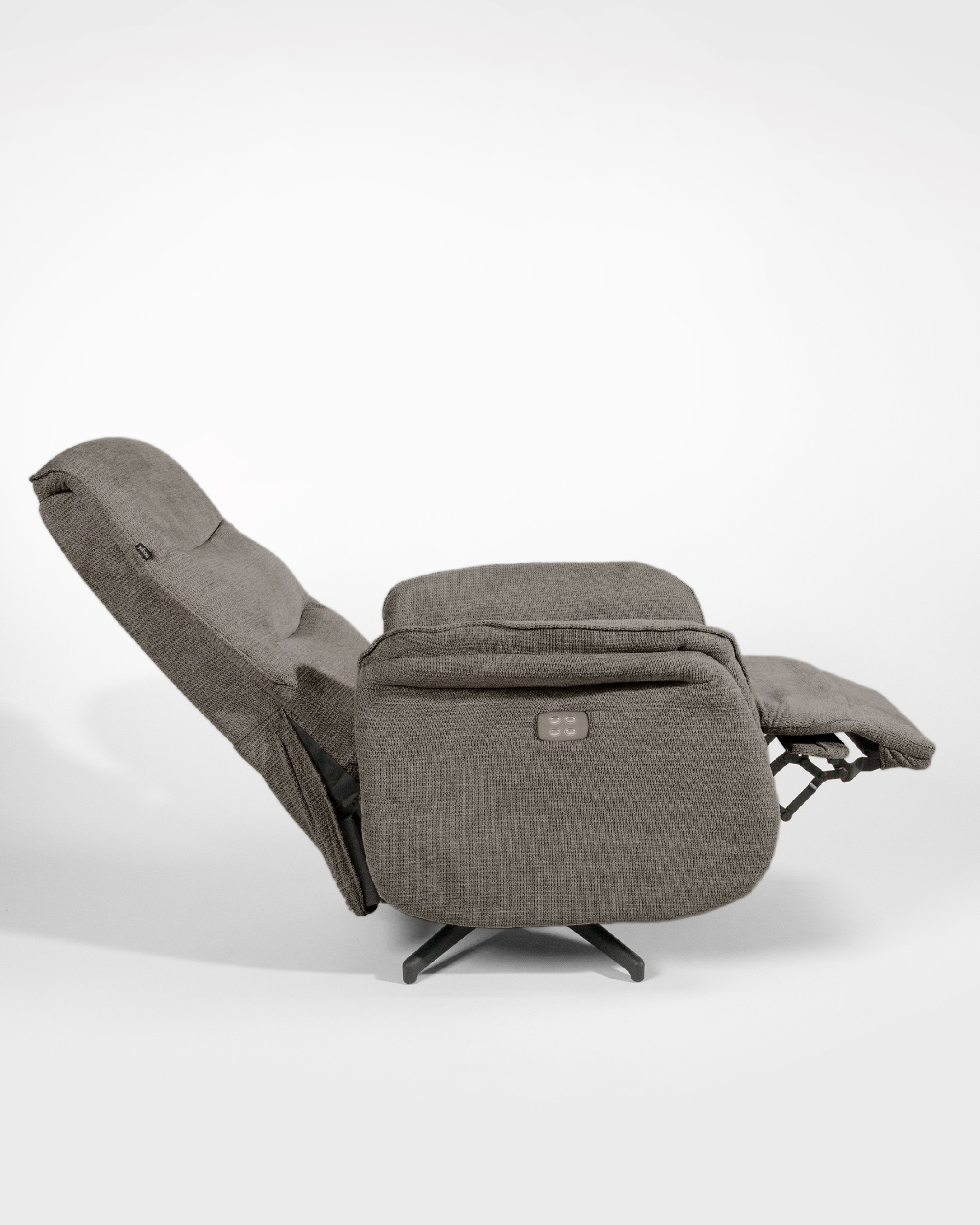 Fauteuil relax électrique pivotant Anais avec revêtement ardoise et pied en métal noir
