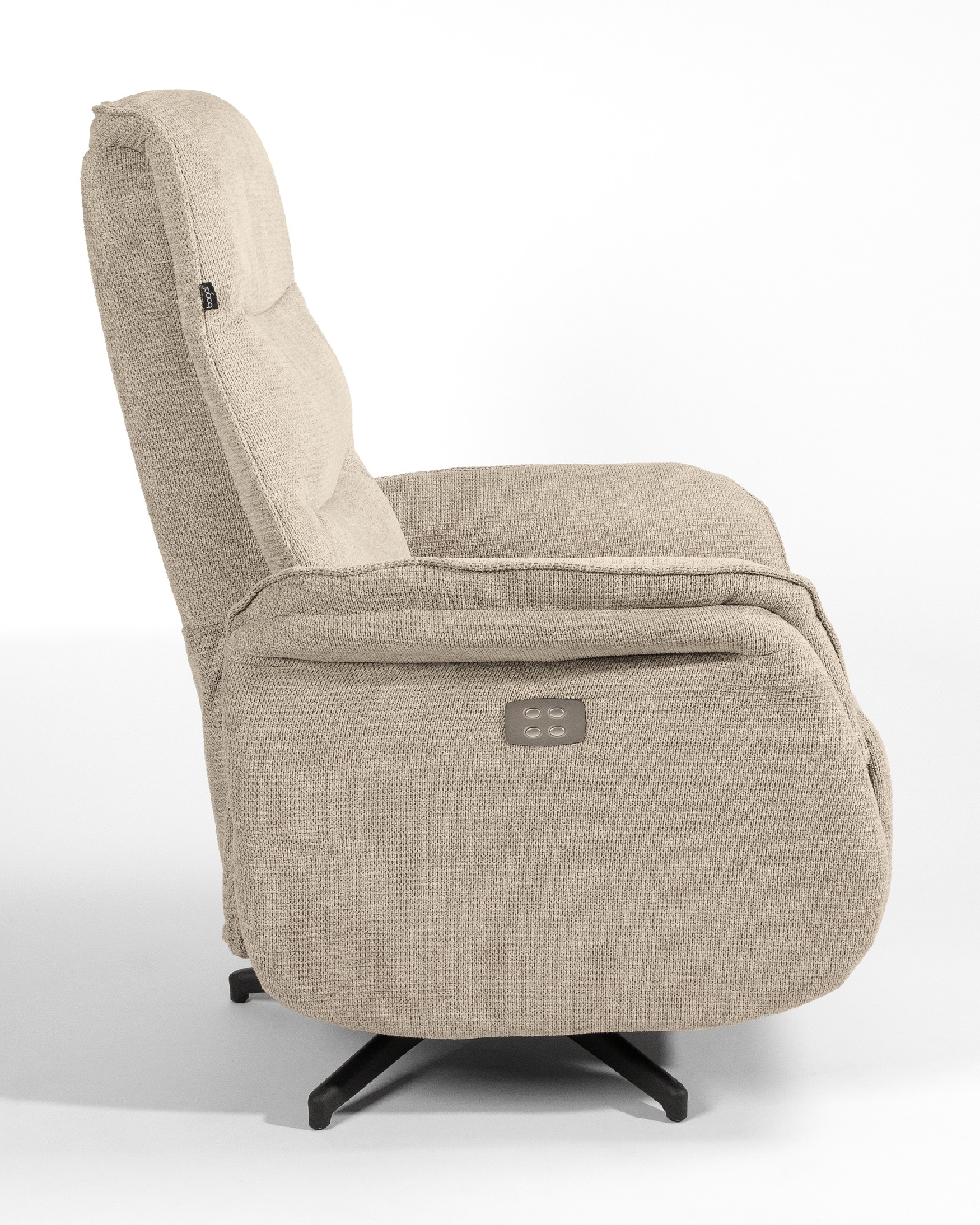 Anais electric swivel recliner chair with earth upholstery and black metal leg
