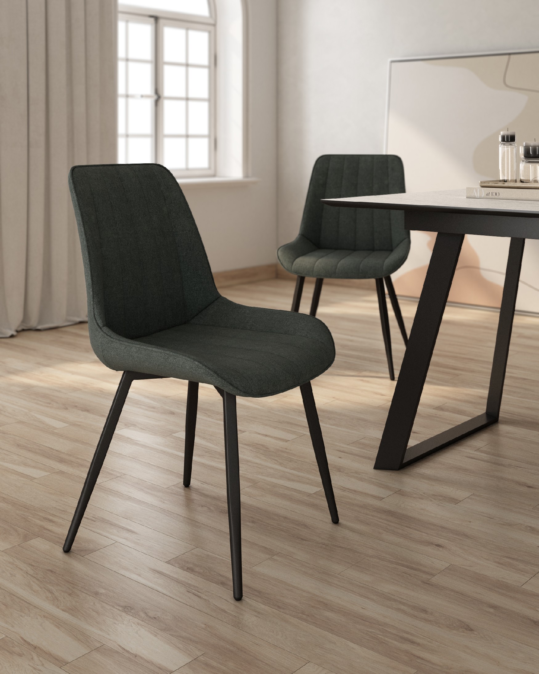 Ankara chair with marengo upholstery and black legs