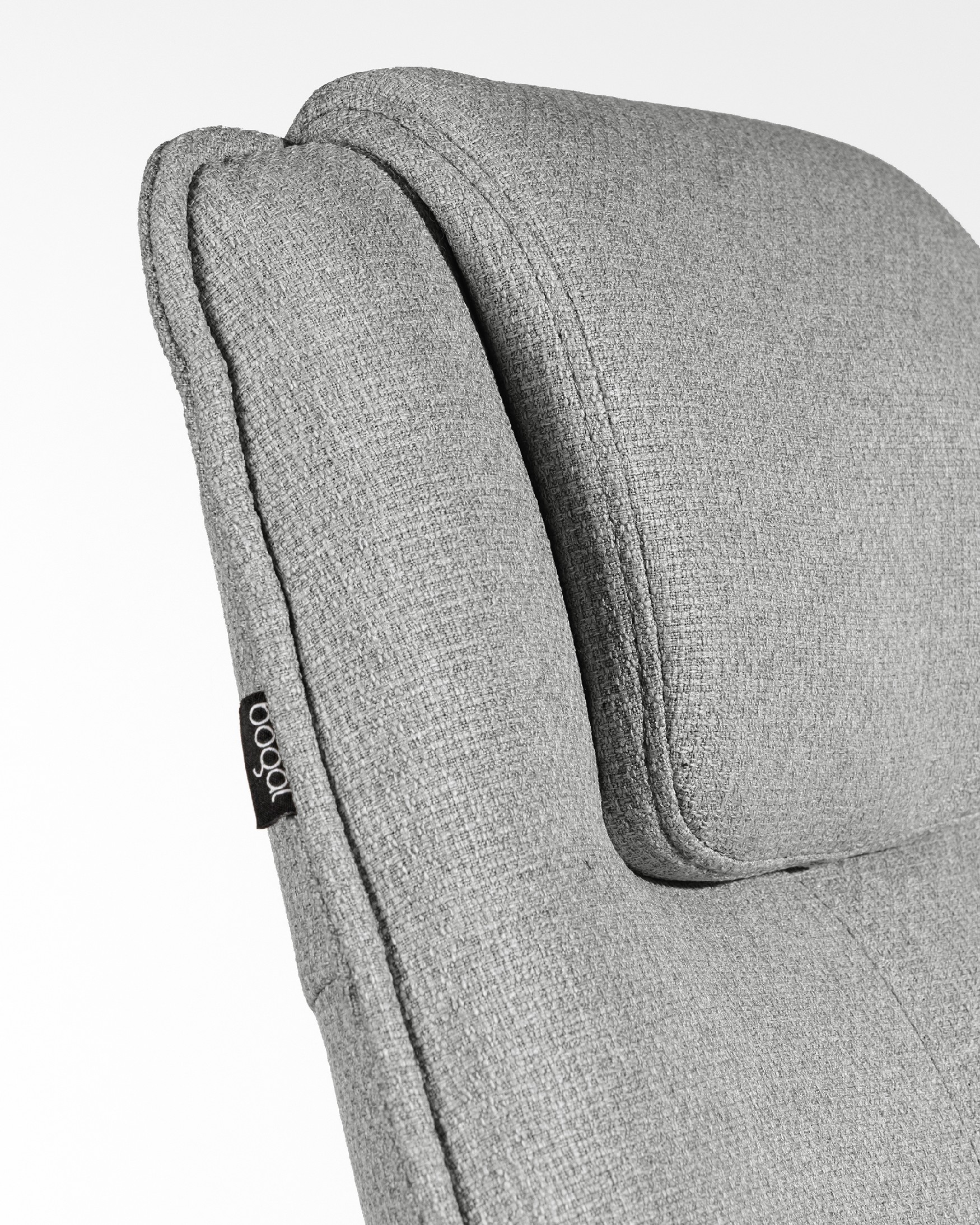 Areca armchair with gray upholstery and ivory metal leg, 360° swivel