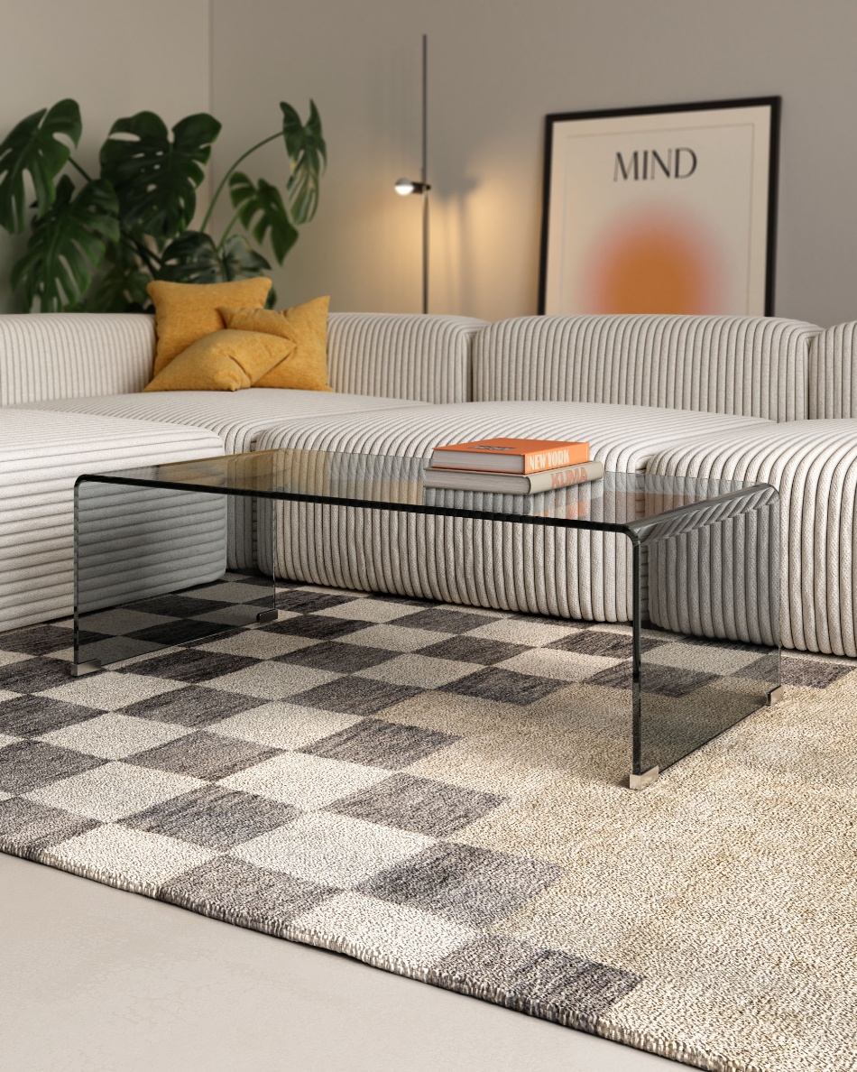 Ares auxiliary table with tempered glass in graphite color (12 mm) 110 ...