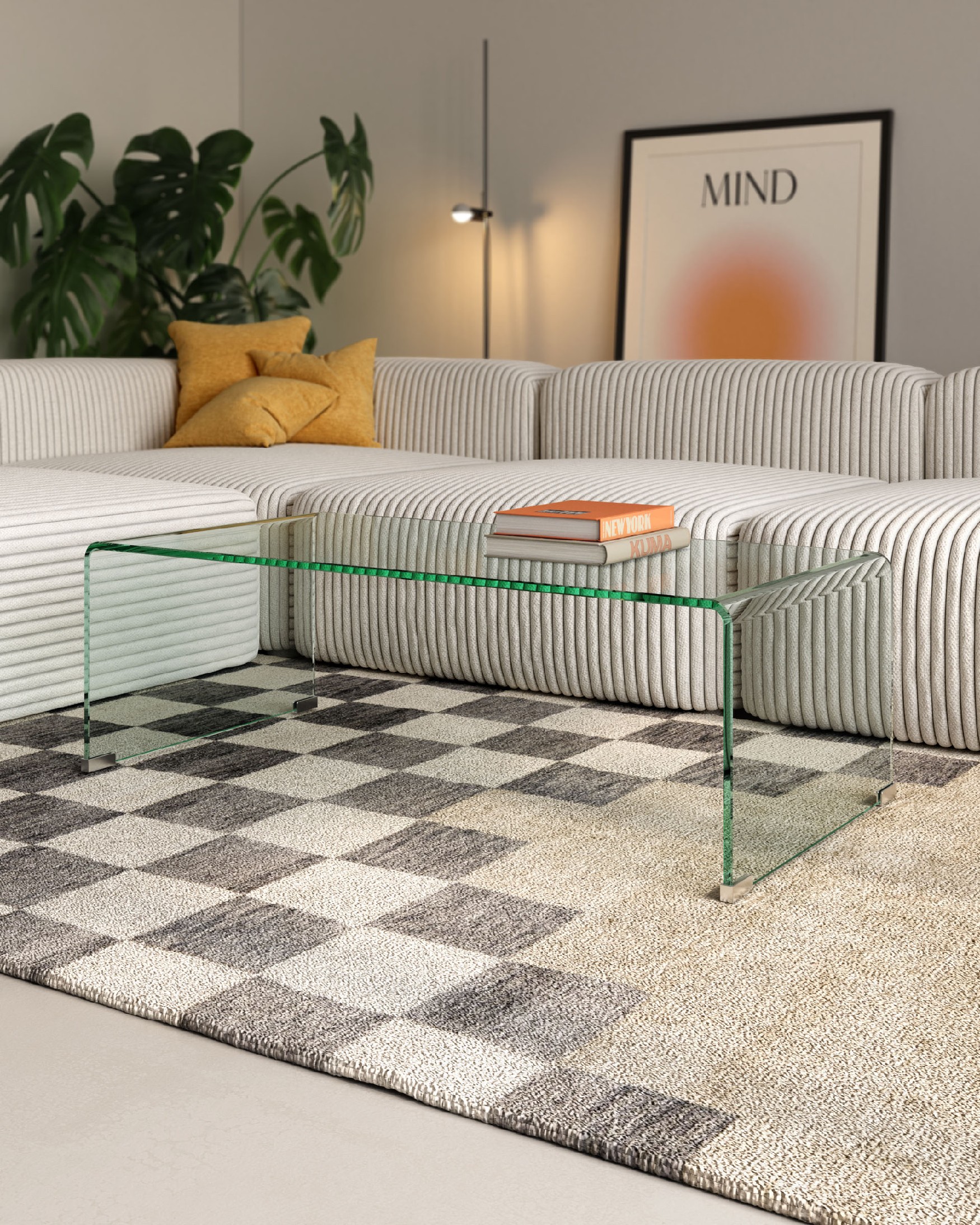Table d'appoint Ares en verre trempé couleur transparente (12 mm) 110 x 36 cm