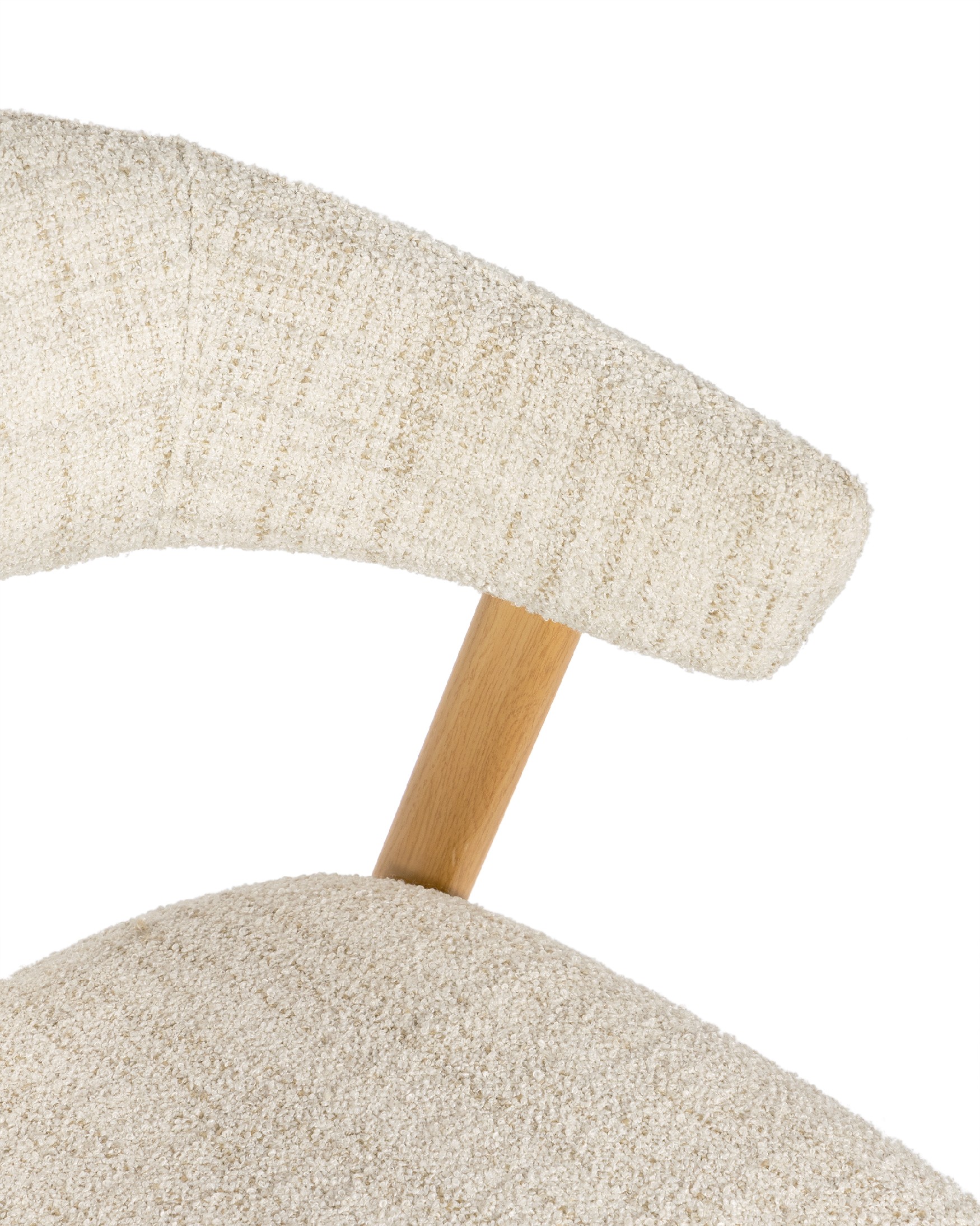 Arica chair with ivory upholstery and metal structure with wood finish