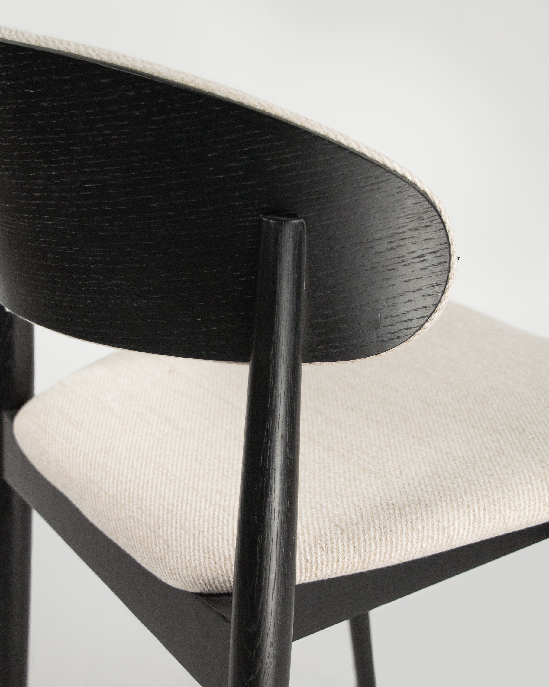 Ariel chair with mother-of-pearl upholstery and black oak frame
