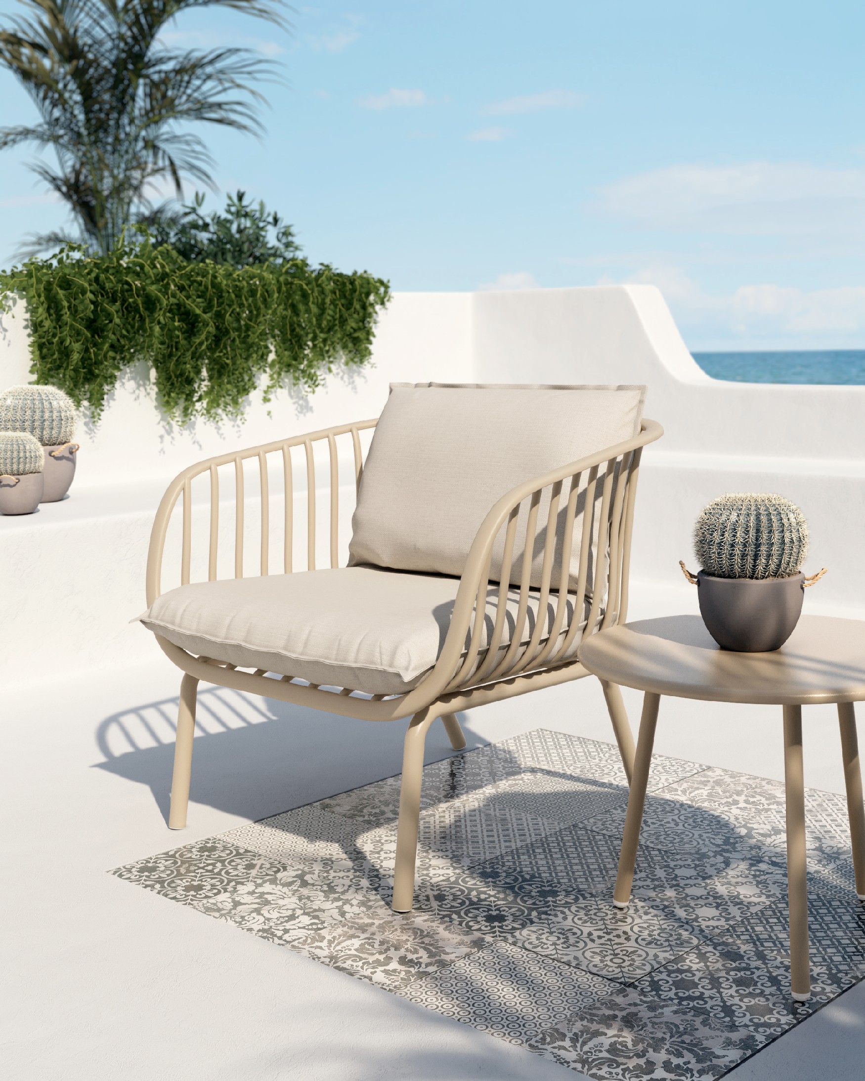 Aruba armchair for 1 person made of polypropylene and sand metal legs