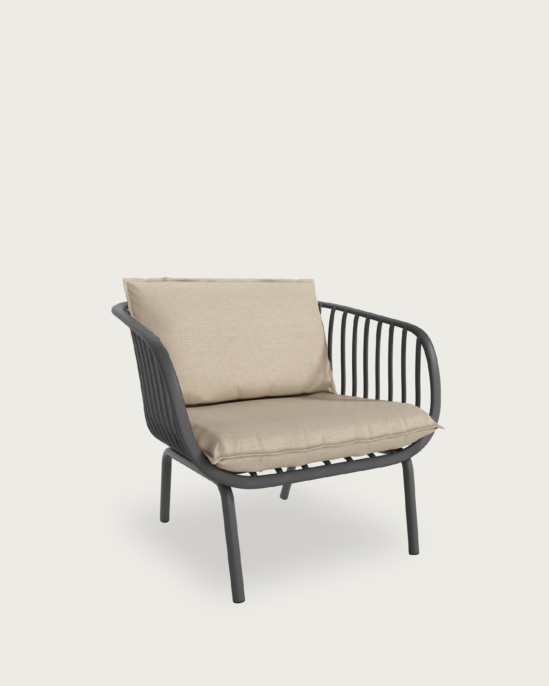 Fauteuil Aruba 1 place en polypropylène et pieds en métal graphite