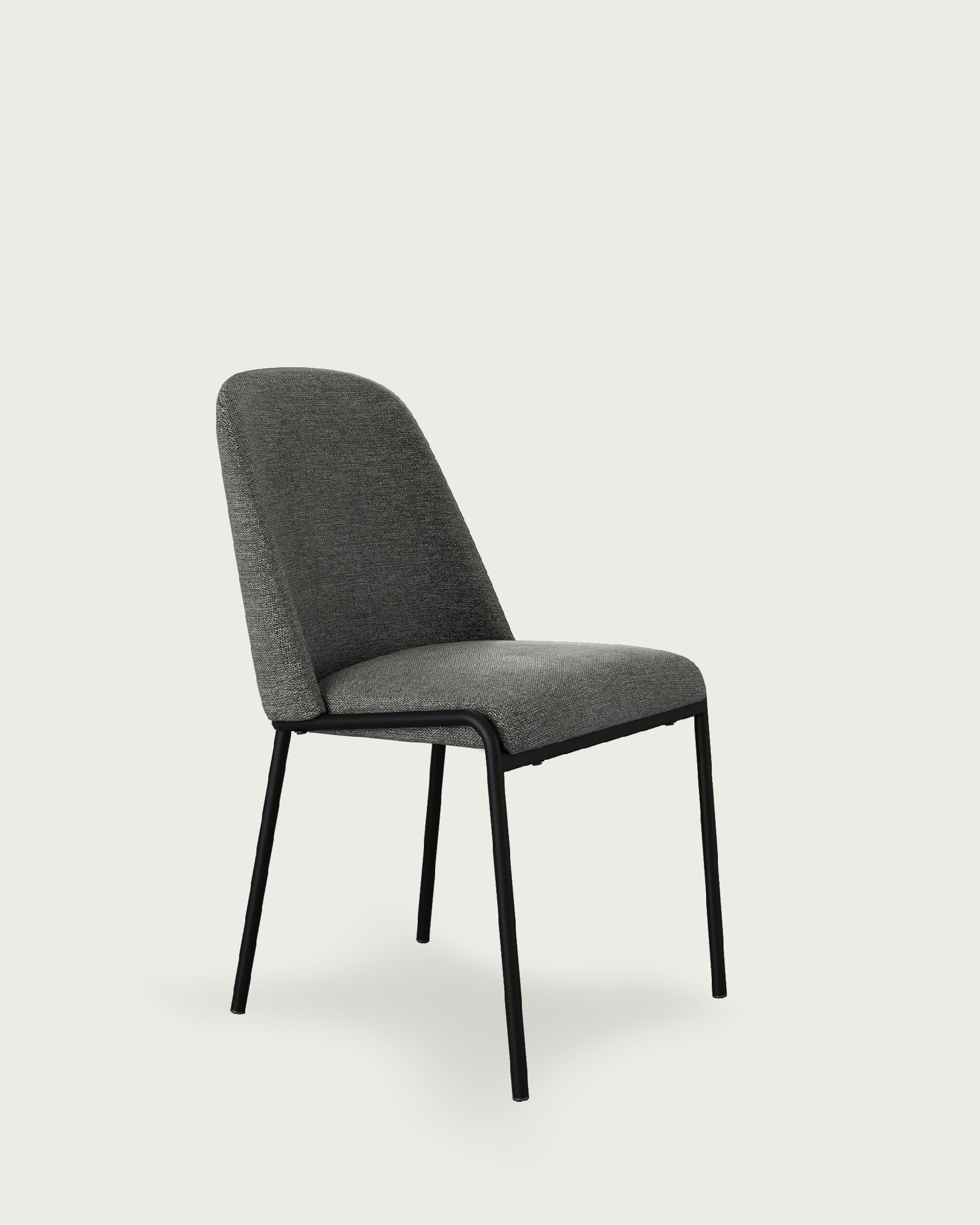 Chaise Atlanta avec tapisserie grise et pieds métalliques noirs