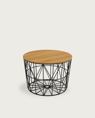 Natural oak tabletop – Black metal frame