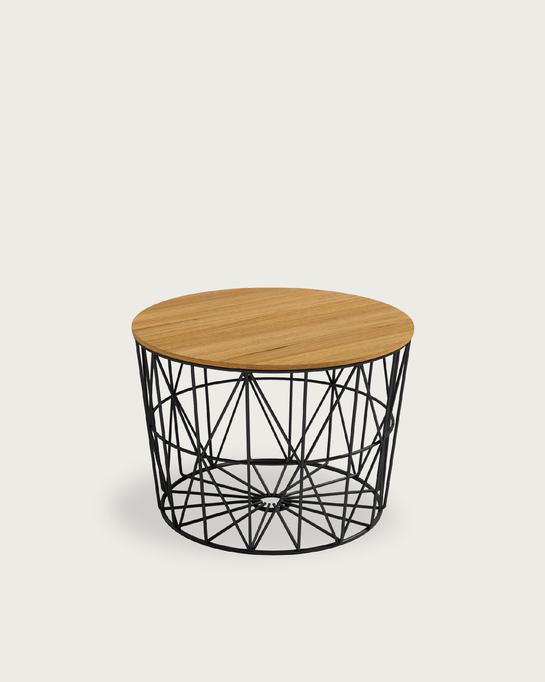 Atlantic side table with natural oak top and black metal structure Ø 60 cm