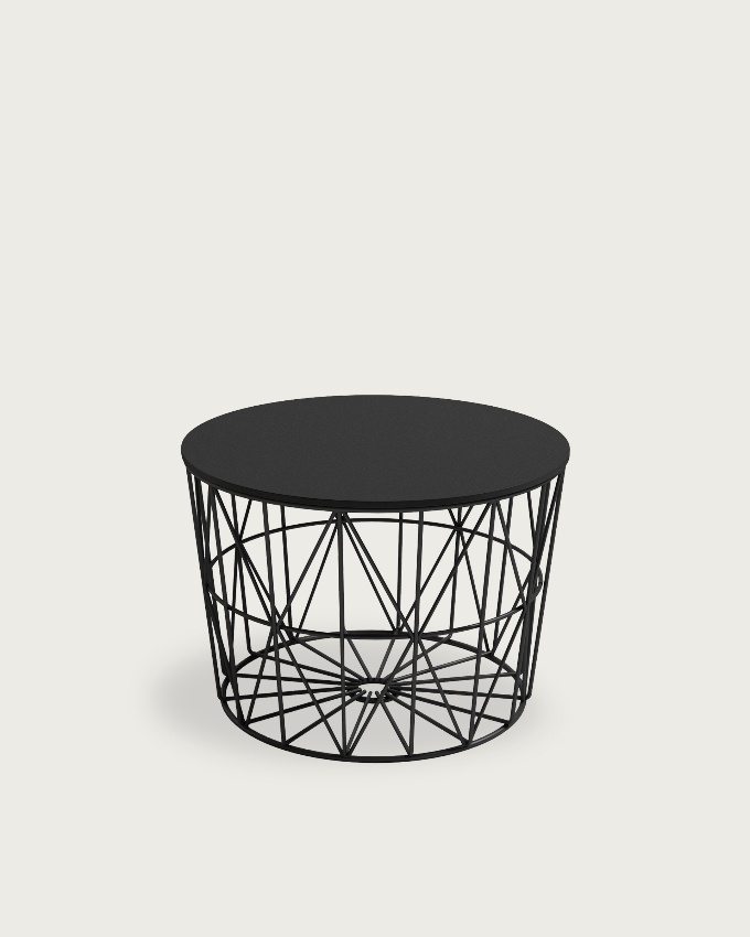 Table d'appoint Atlantique avec plateau en chêne noir et structure métallique noire Ø 60 cm