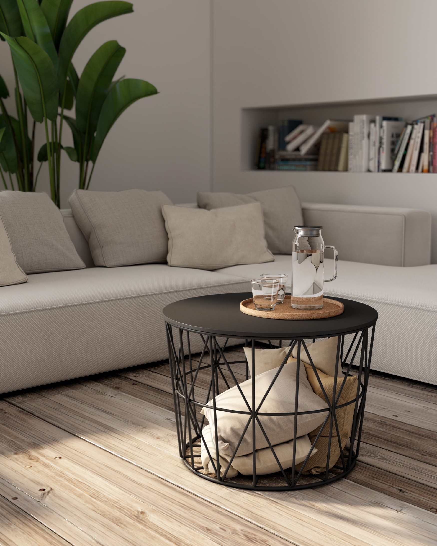 Atlantic side table with black oak top and black metal structure Ø 60 cm