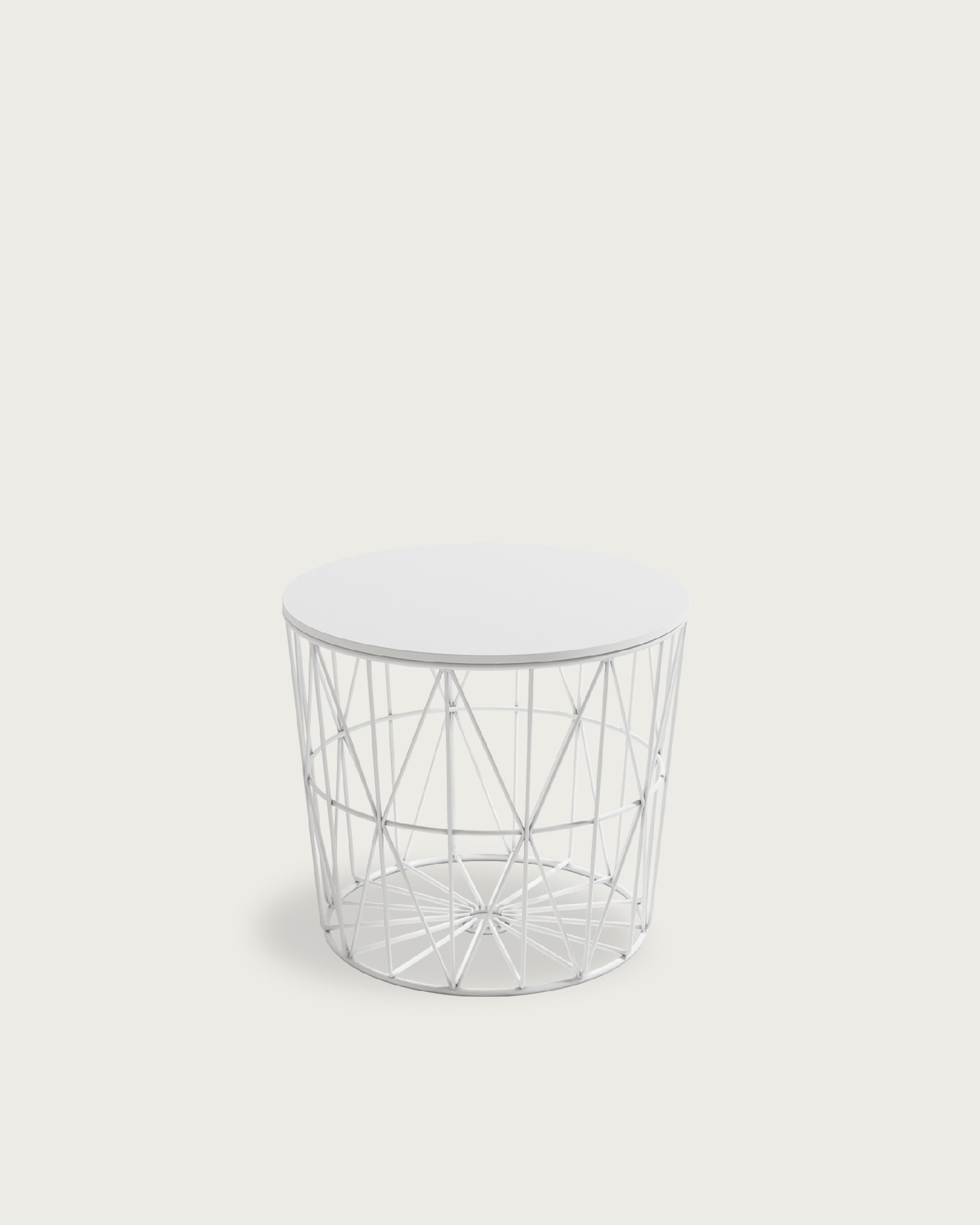 Atlantic side table with white wooden top and white metal frame Ø 48 cm