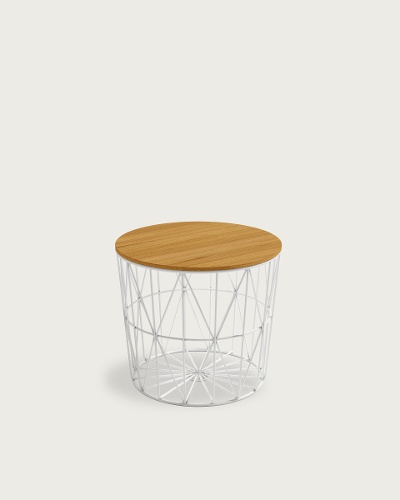 Natural oak tabletop – White metal frame