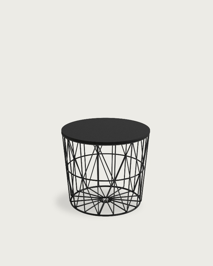 Atlantic side table with black oak top and black metal structure Ø 48 cm