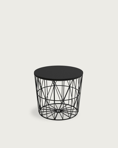 Black oak tabletop – Black metal frame