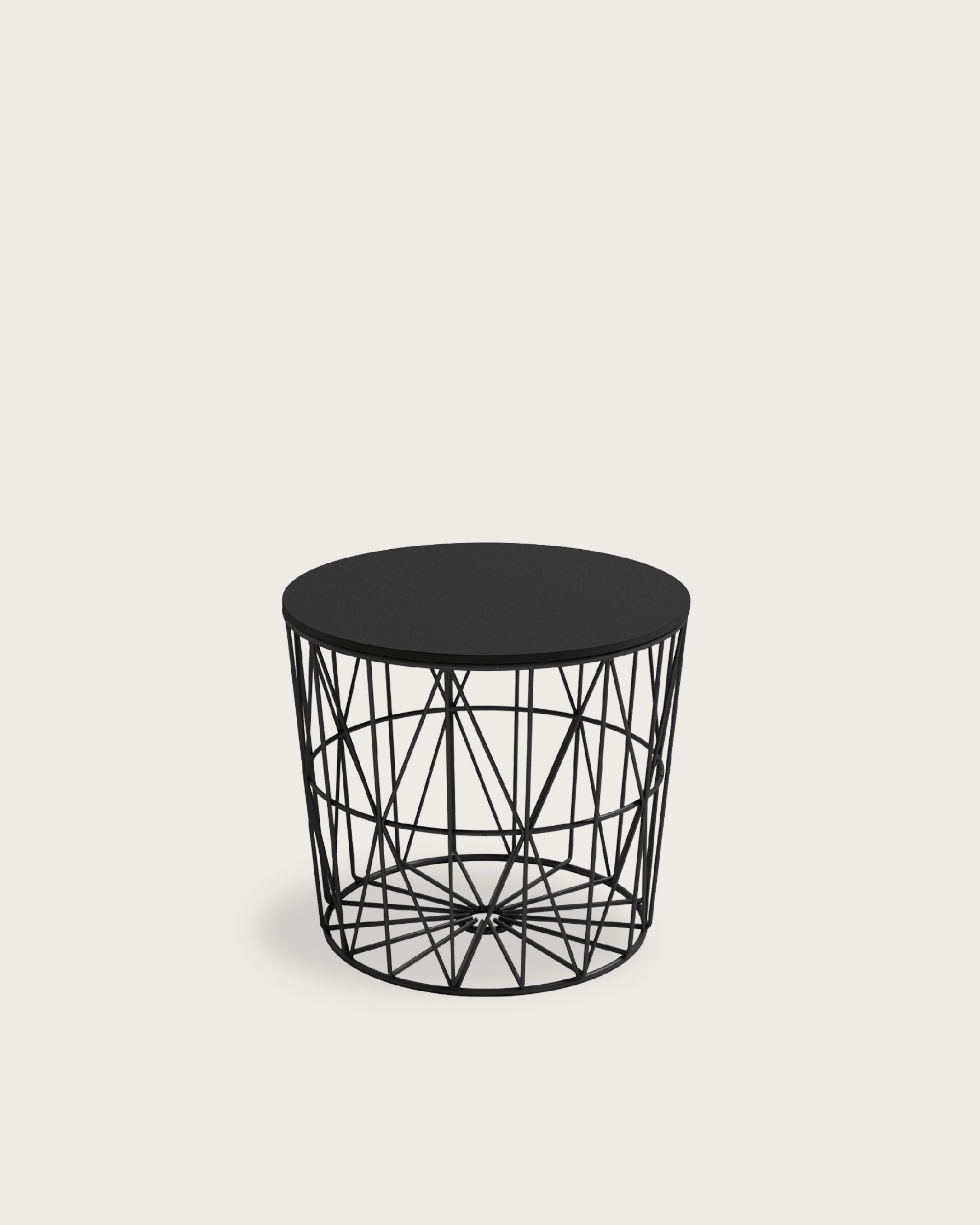 Atlantic side table with black oak top and black metal structure Ø 48 cm