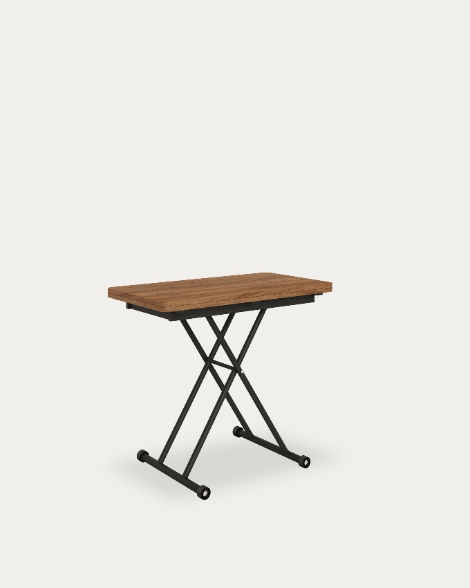 Liftable convertible table Atrio with java melamine finish and black metal structure 48/96 x 90 cm