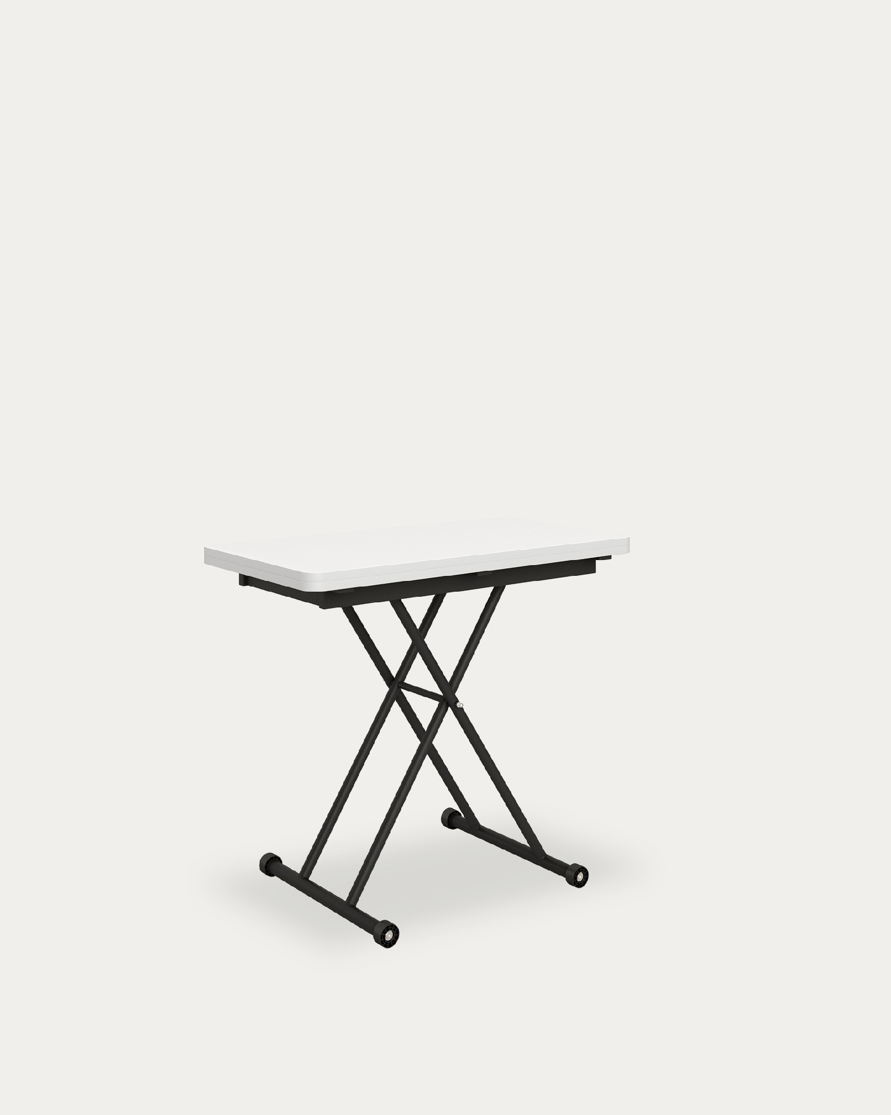 Atrio liftable convertible table with soul white melamine finish and black metal structure 48/96 x 90 cm