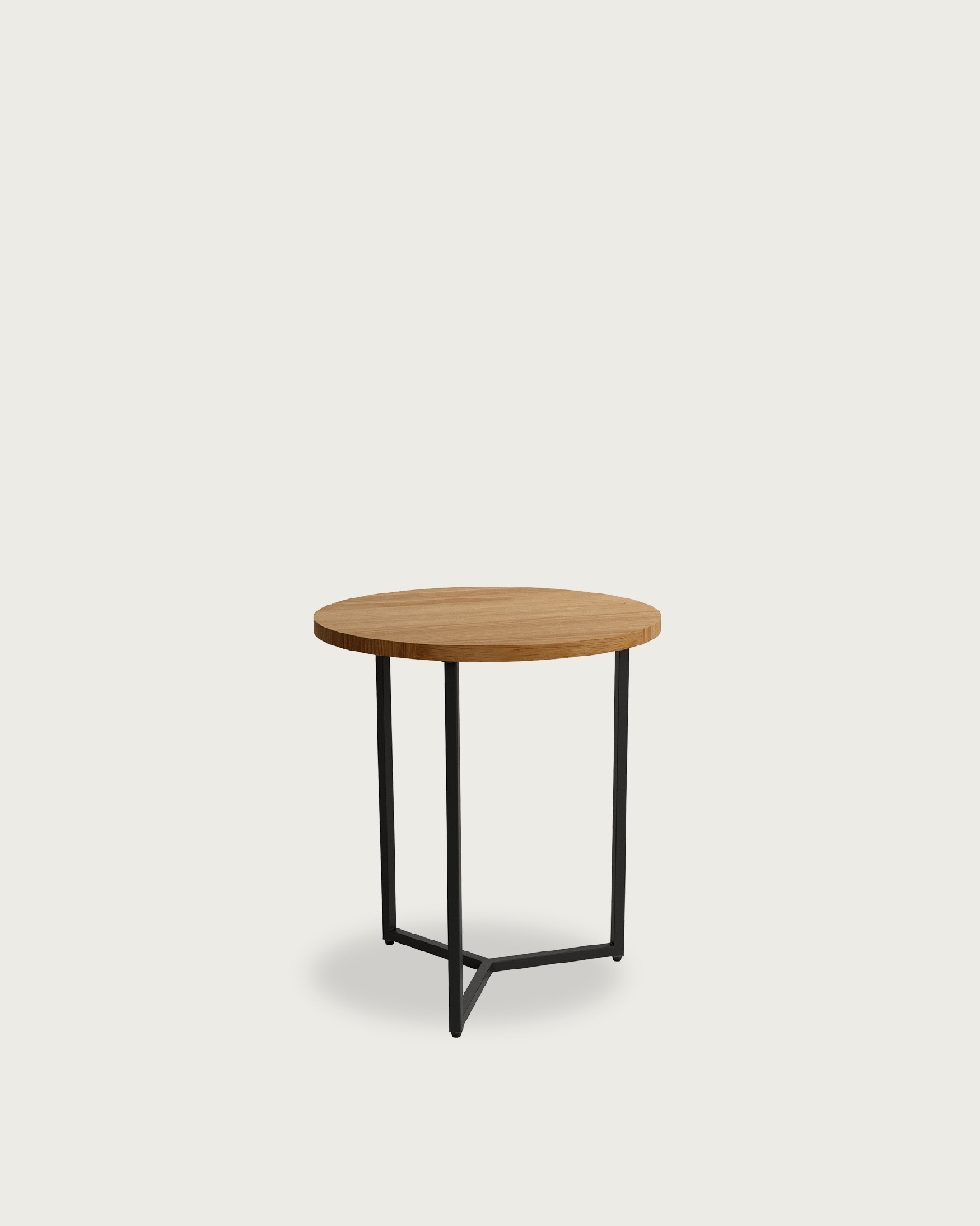 Table d'appoint Austral ronde avec plateau en chêne naturel et structure métallique noire Ø 45 cm