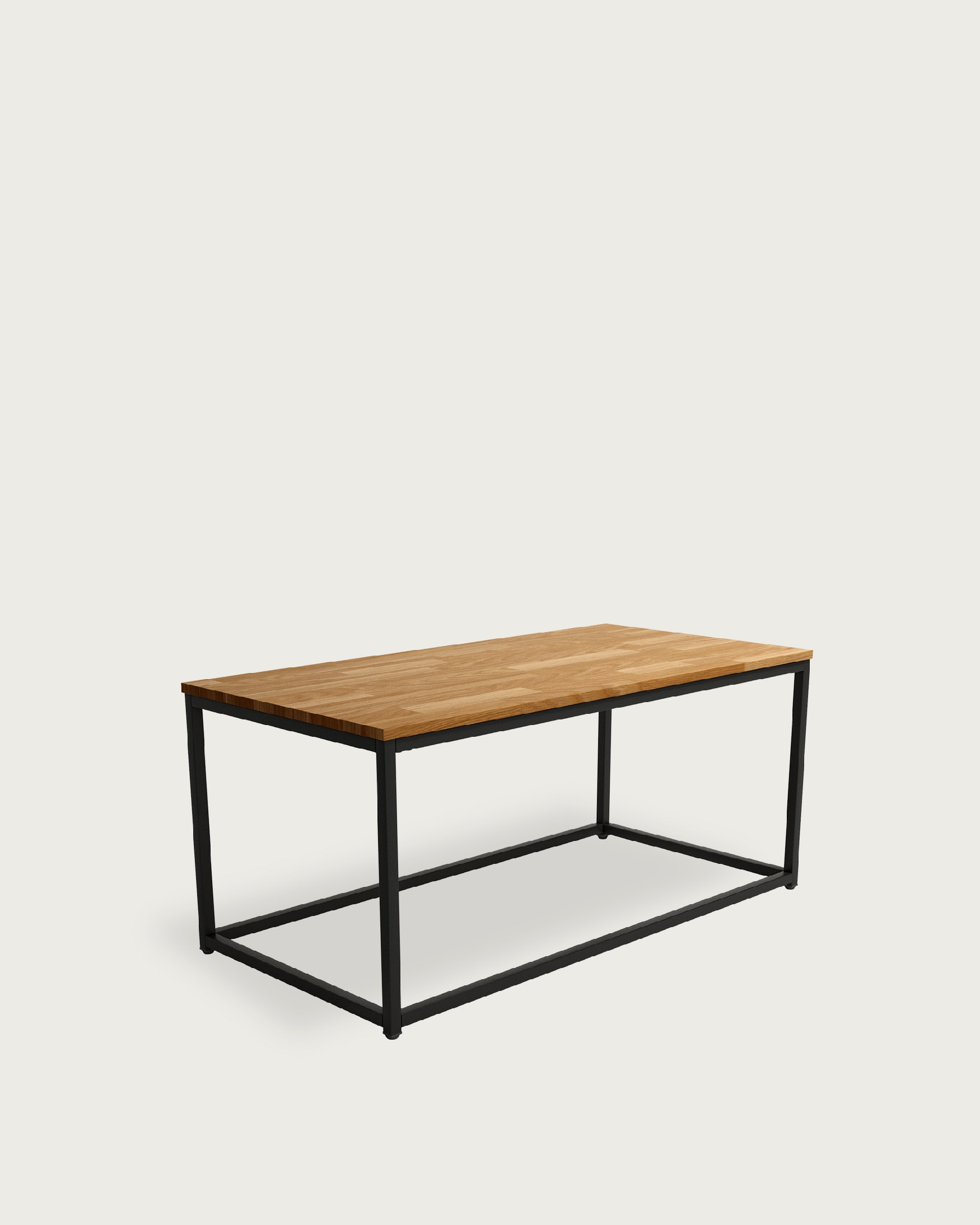 Auxiliary table Austral rectangular with natural oak top and black metal structure 100 x 50 cm
