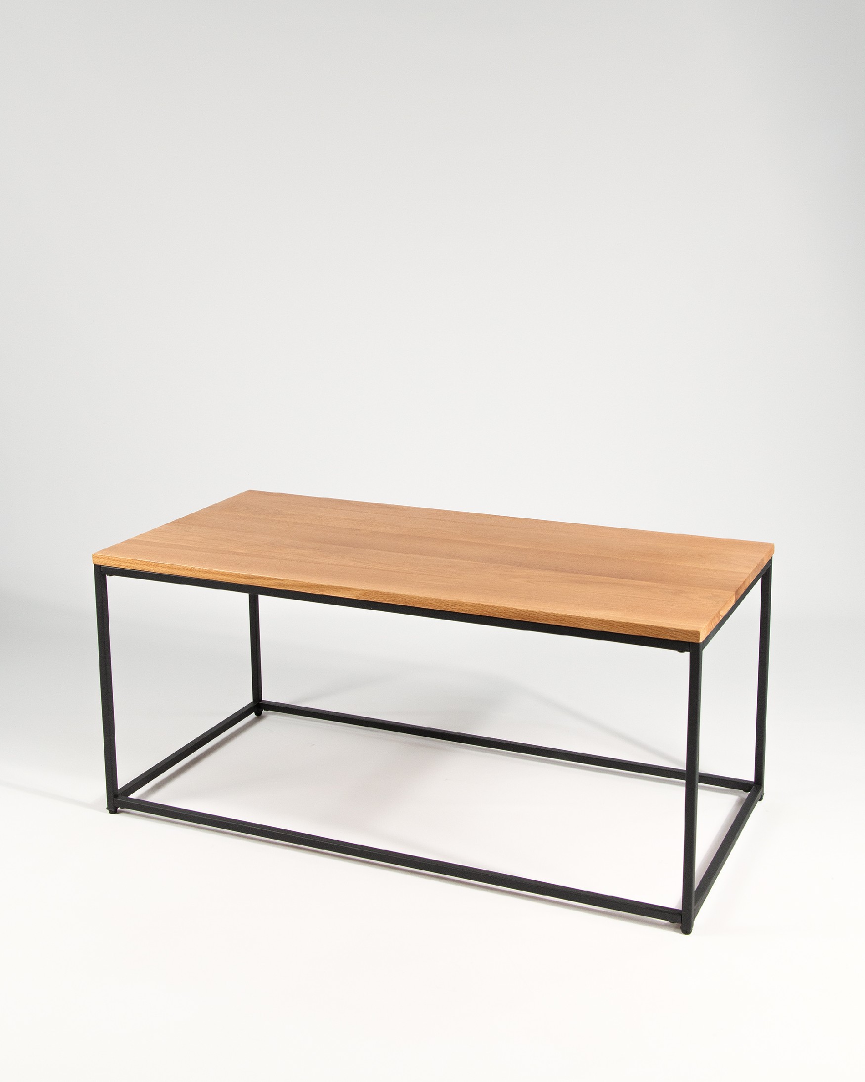 Auxiliary table Austral rectangular with natural oak top and black metal structure 100 x 50 cm