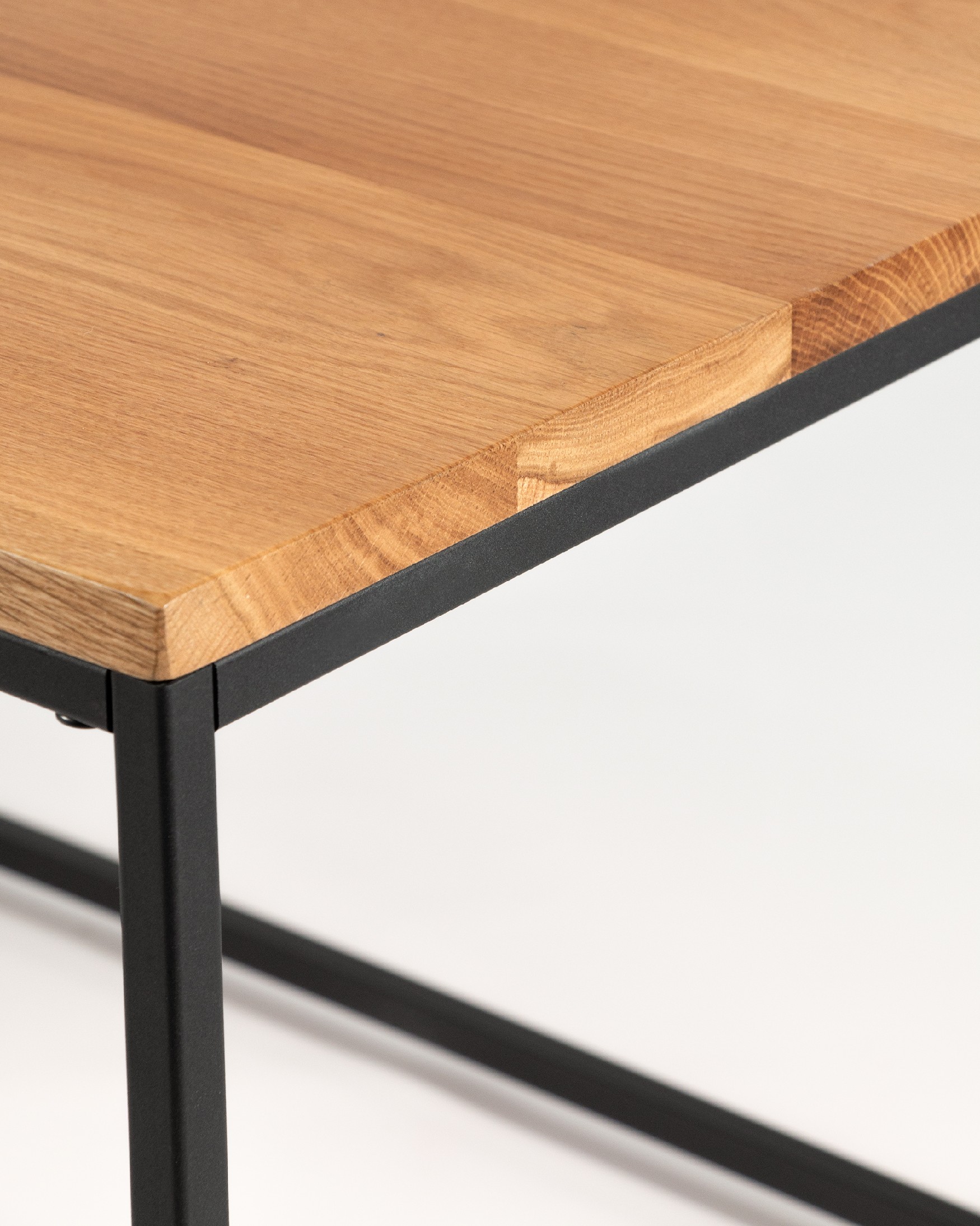 Auxiliary table Austral rectangular with natural oak top and black ...