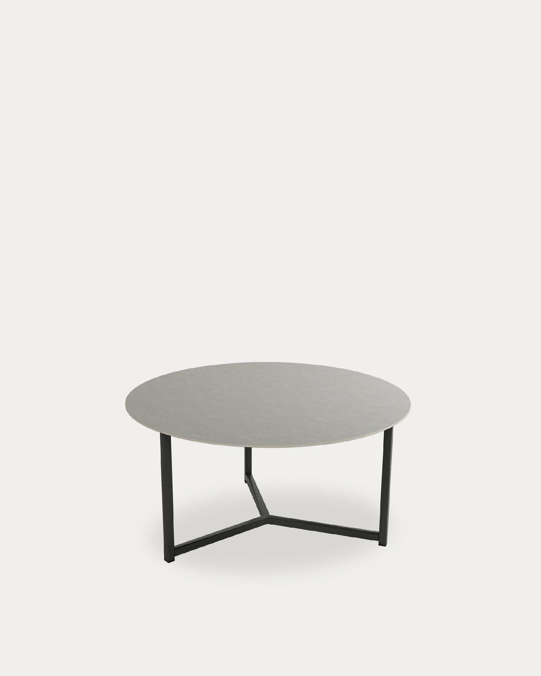 Mesa auxiliar Balear redonda con sobre porcelánico Porland y pata metálica negra Ø 80 cm