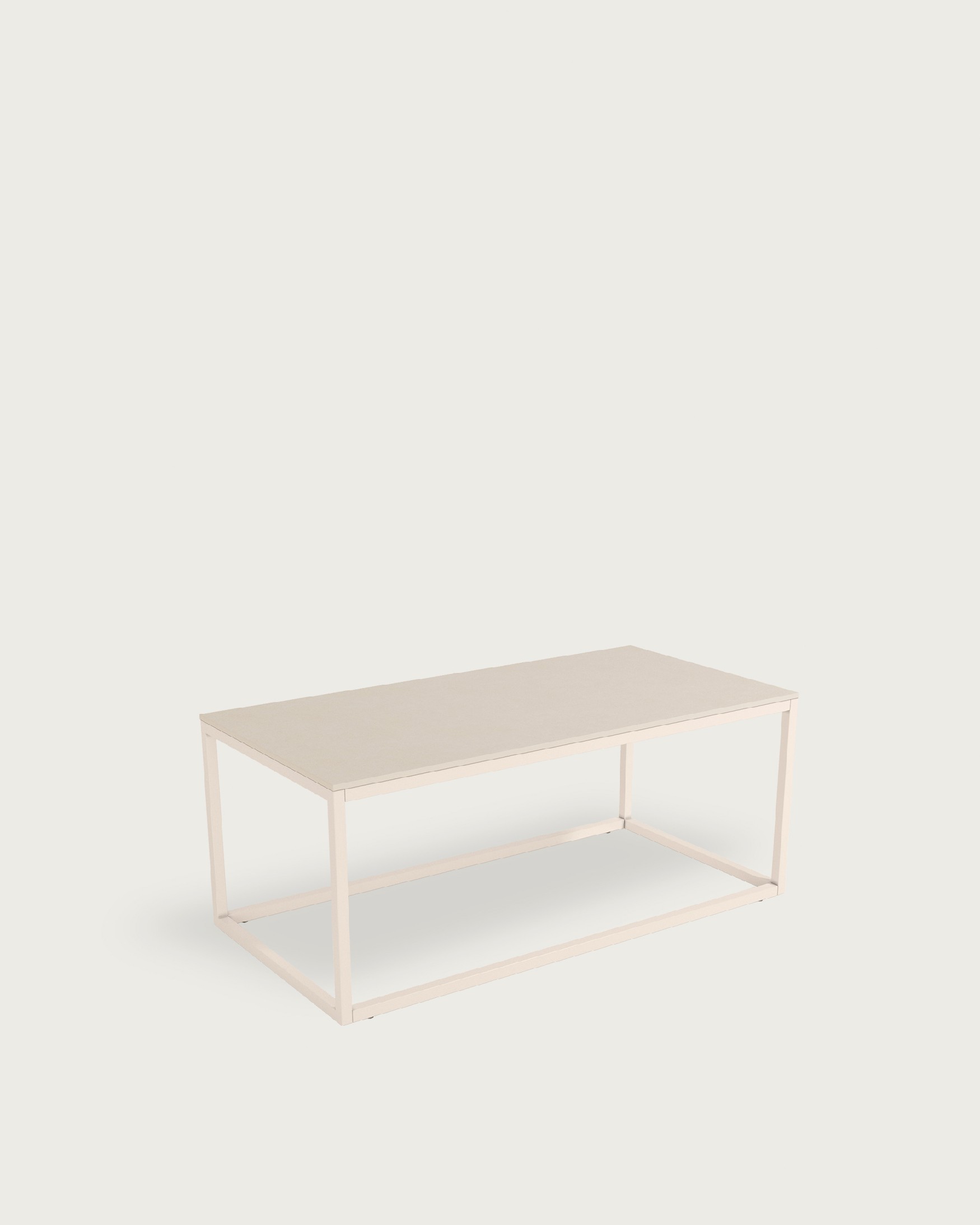 Balear auxiliary table with sand porcelain top and ivory metal leg 100 x 50 cm